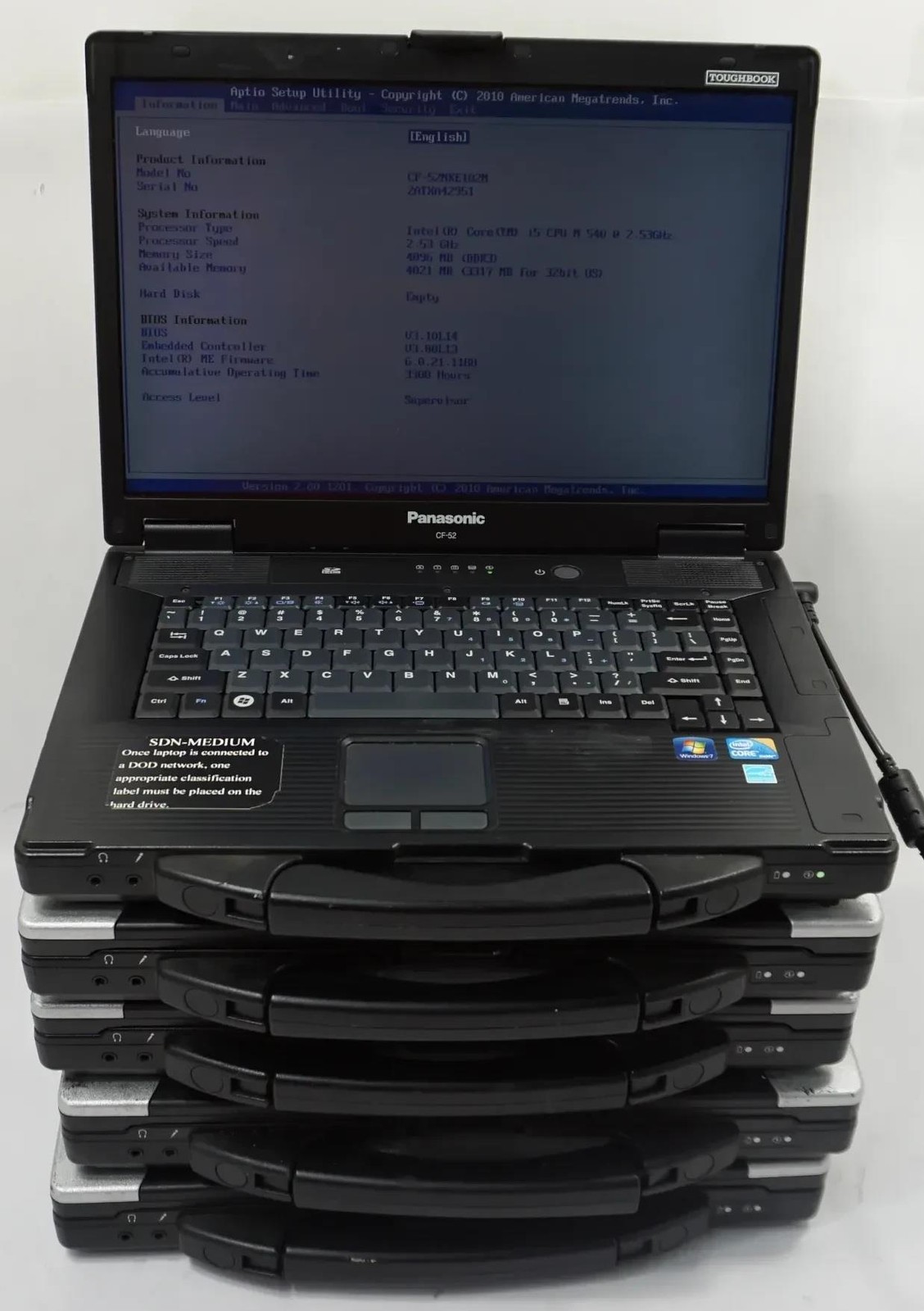 Lot of 5 Panasonic Toughbook CF-52 Intel Core i5-M540 2.53GHz 4GB – No HD