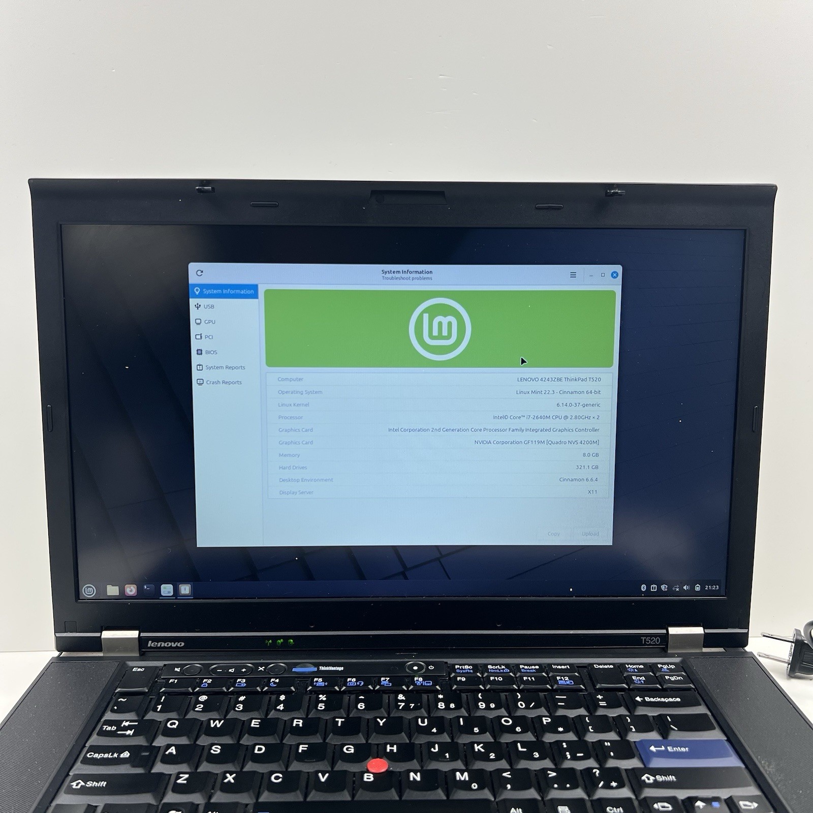 Lenovo ThinkPad T520 Intel i7-2640M 8GB 320GB HDD Linux Mint OS w/ Charger|ELP56