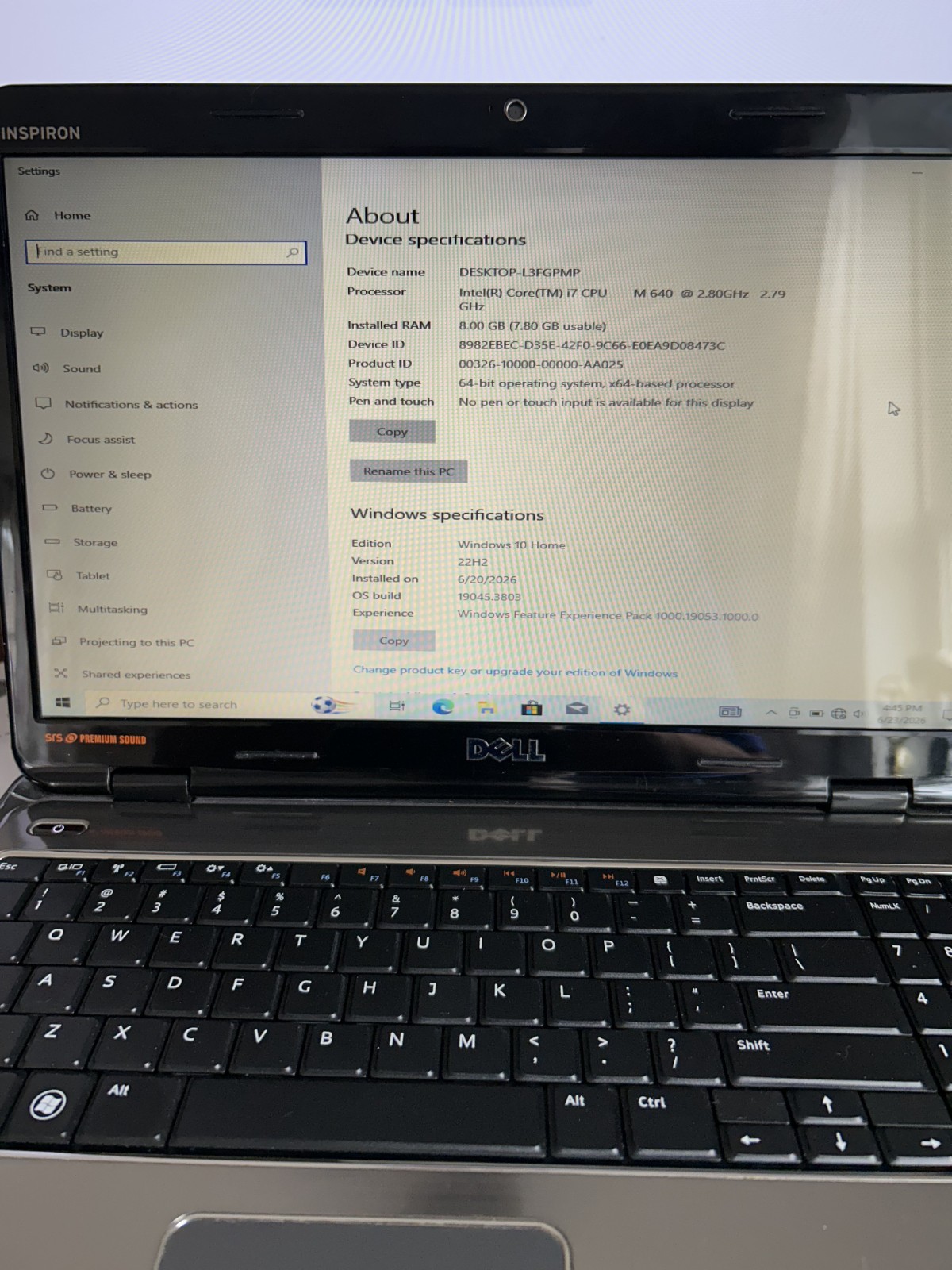 Dell Inspiron N5010 15″ Laptop Intel Core i7 2.80GHz 8GB RAM 320GB HDD Win10