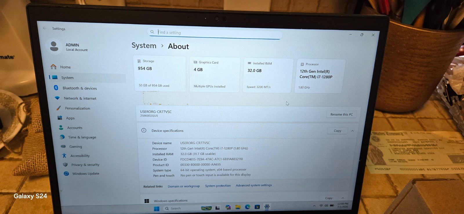 Lenovo ThinkPad P14s Gen 3 i7‑1280P 32GB 1TB SSD NVIDIA T550 Windows 11 Pro