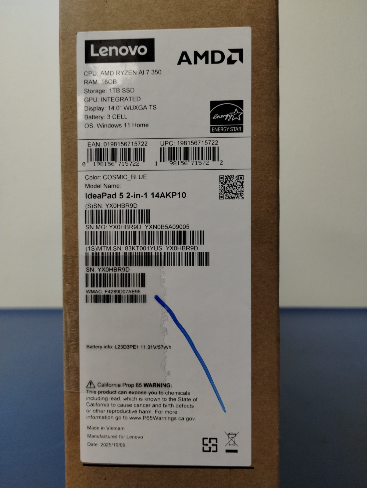 Lenovo IdeaPad 5 2-in-1 14AKP10 AMD Ryzen AI 7 350, 2.00 GHz 16 GB RAM 1 TB NVMe