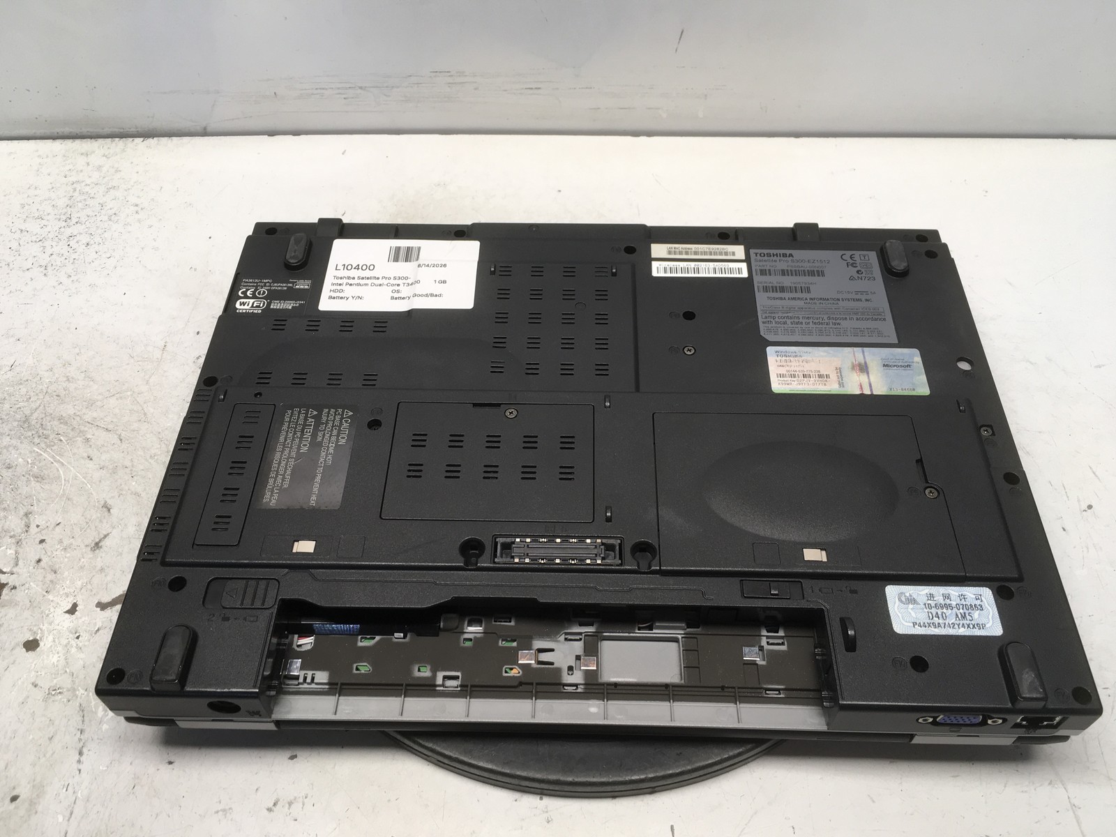 Toshiba Satellite Pro S300-EZ1512 Intel Pentium T3400 2.16GHz 1 GB NO HDD/BATT