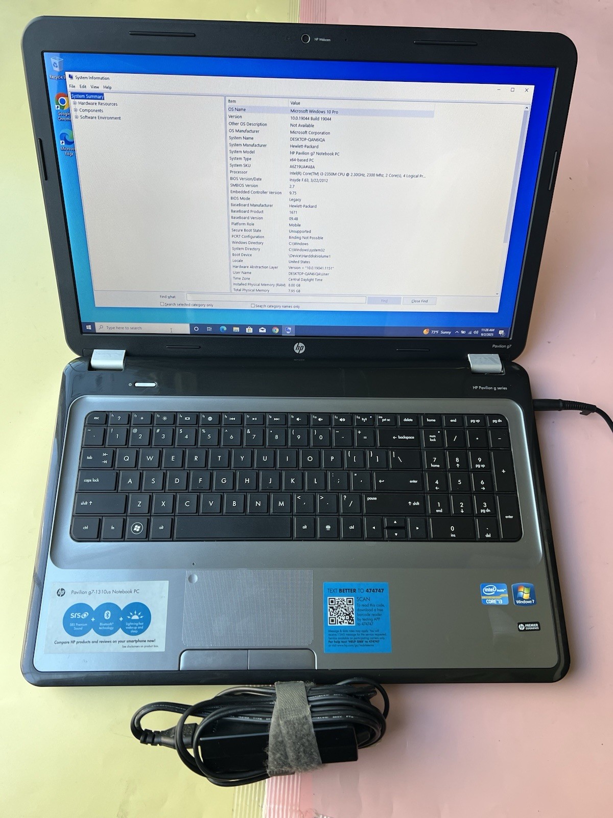 17″ HP Pavilion g7-1310us Core i3-2350M 8GB 128GB SSD WEBCAM BLUETOOTH 1600×900