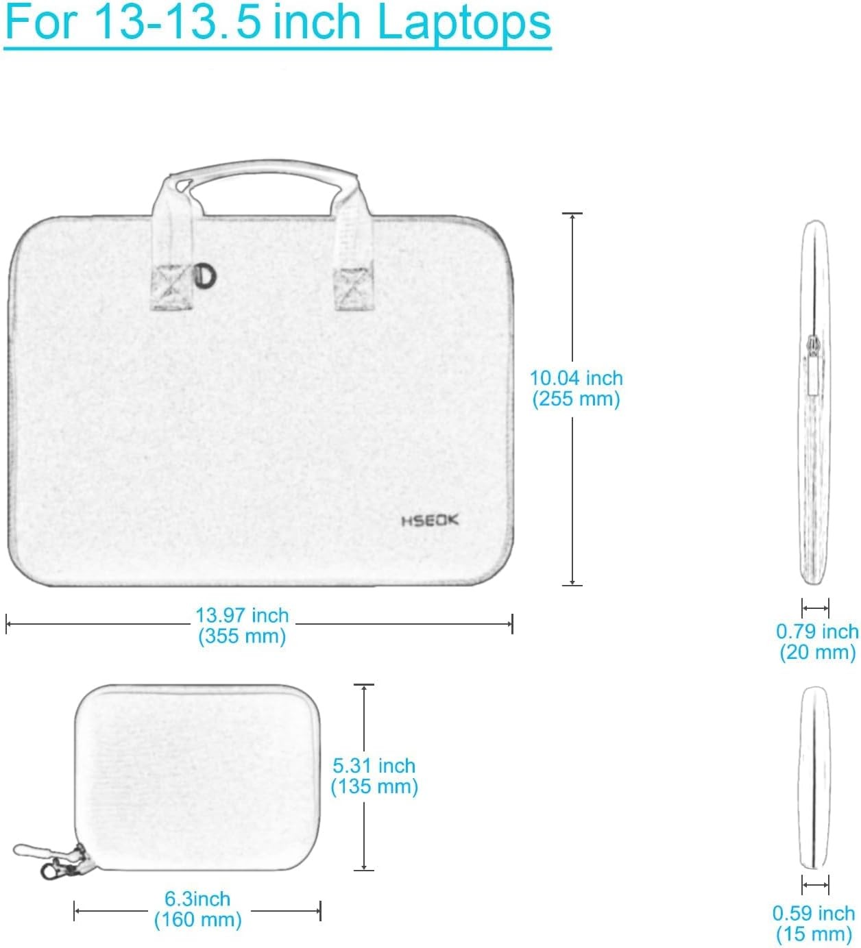 Neoprene Laptop Sleeve 13.3-14 inch Case with Small Pouch for MacBook Pro/Neo 14