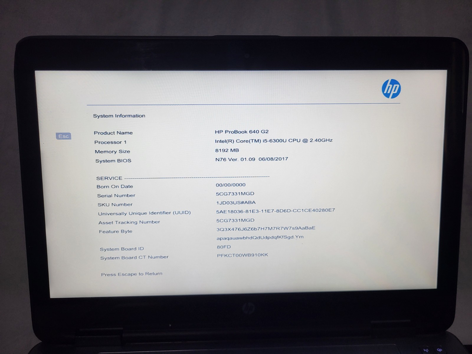 HP ProBook 640 G2 14″ Touch Screen Laptop Intel Core i5 8GB RAM No Hard Drive