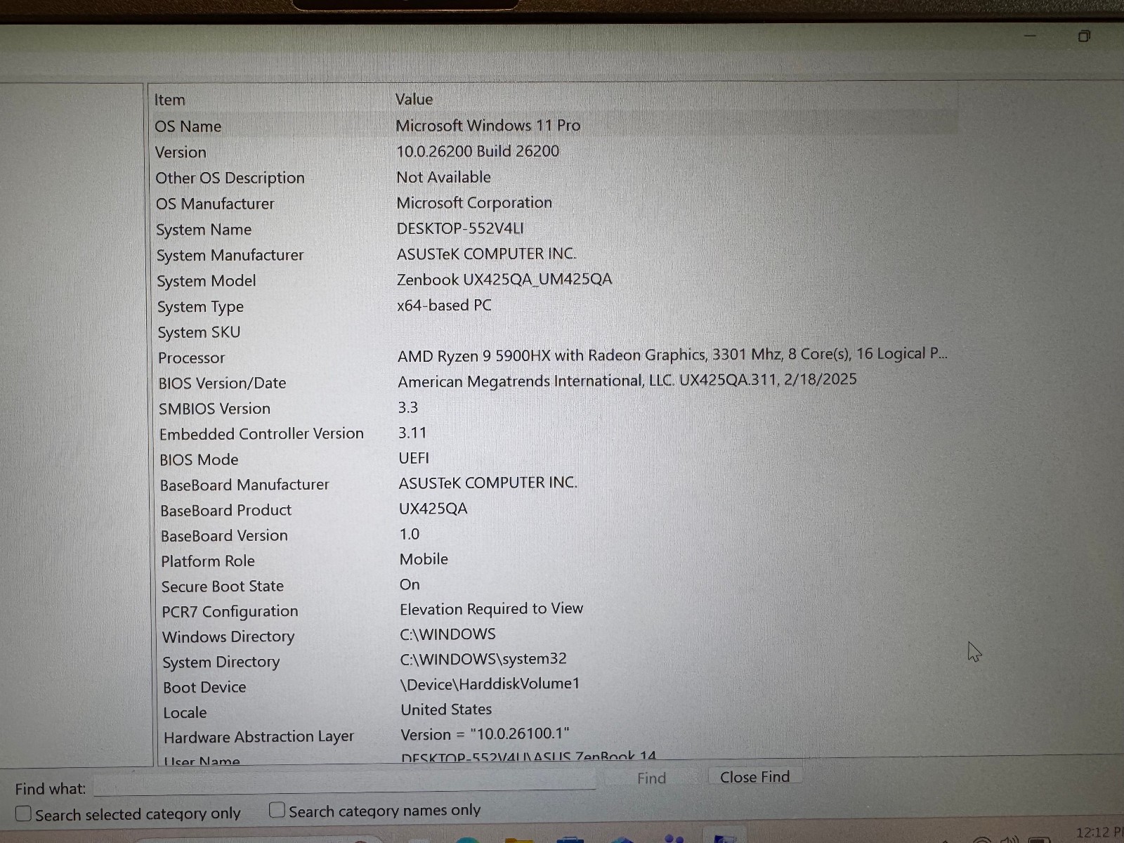 ASUS ZENBOOK 14 UM425QA 14″ 512GBSSD/16GBRAM AMD RYZEN 9 5900HX WIN11PRO LOOK!