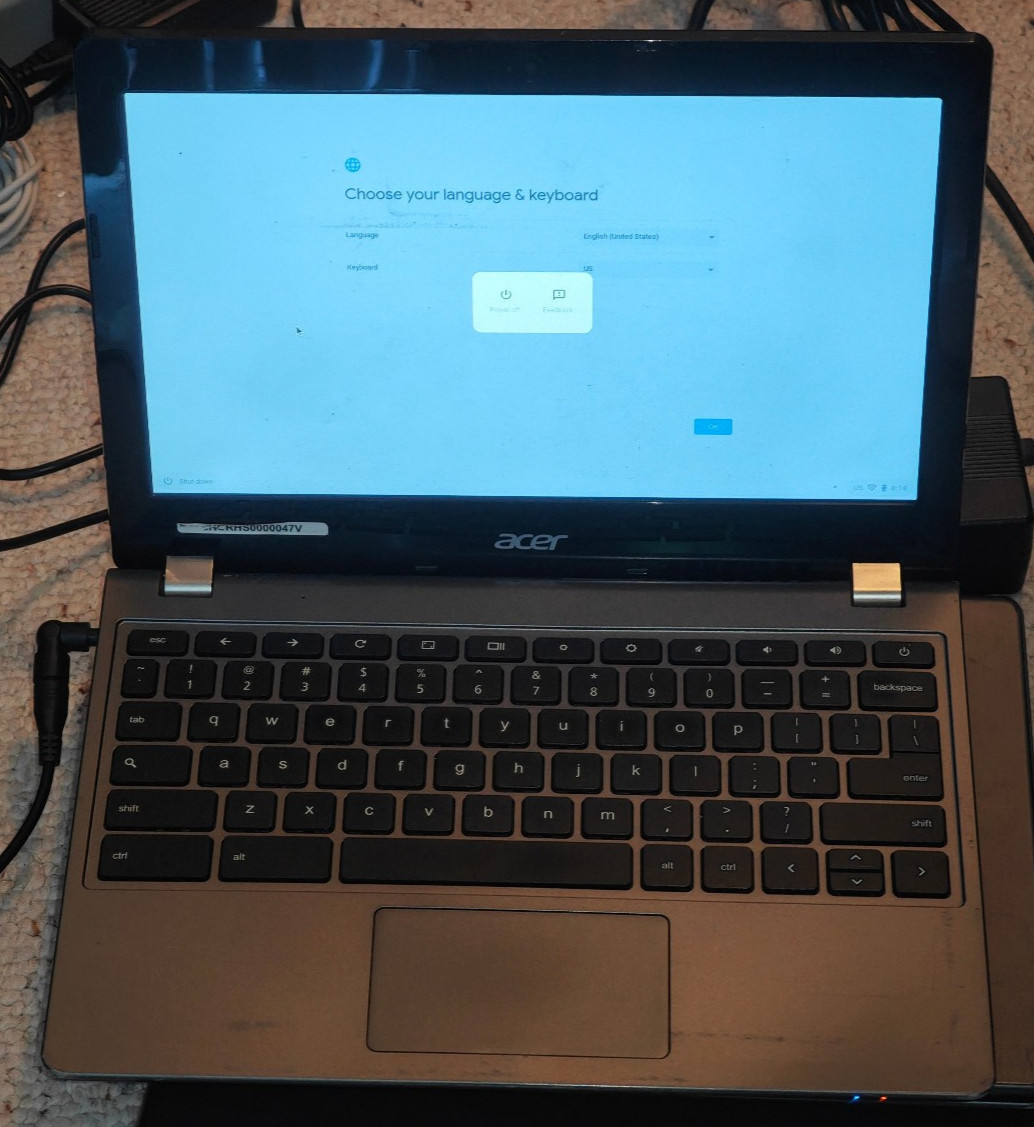 Acer Chromebook C740-C5U9 – 16GB SSD, 4GB RAM, Intel Celeron 3205U; NO CHARGER