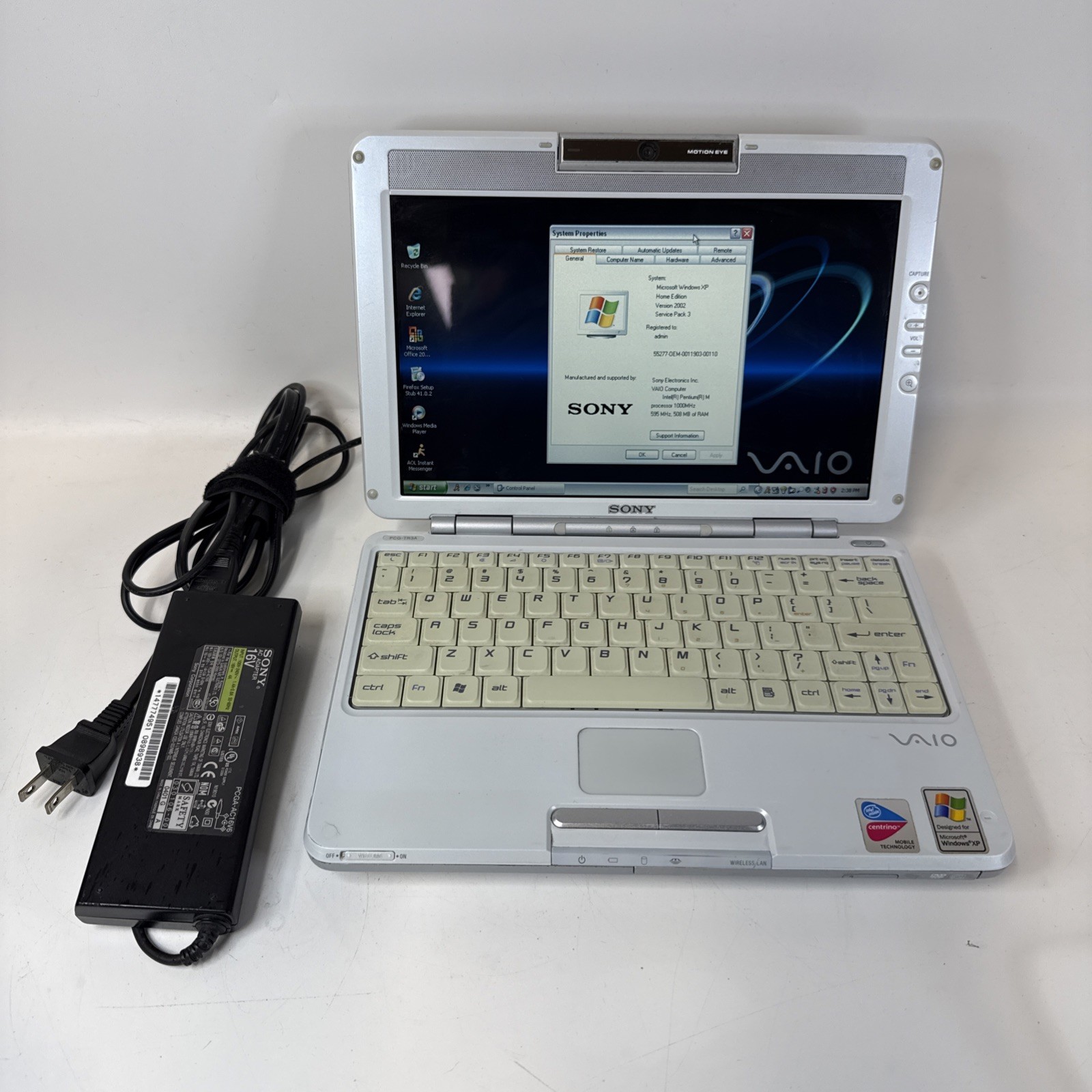 Sony VAIO PCG-TR3A 10.5″ Pentium M 1GHz 512 Ram 40GB Windows XP Rare Collector