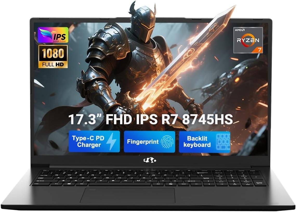 NIMO 17.3″ Light Laptop, 8 Cores AMD Ryzen 7 8745HS 16GB DDR5 RAM 512GB SSD