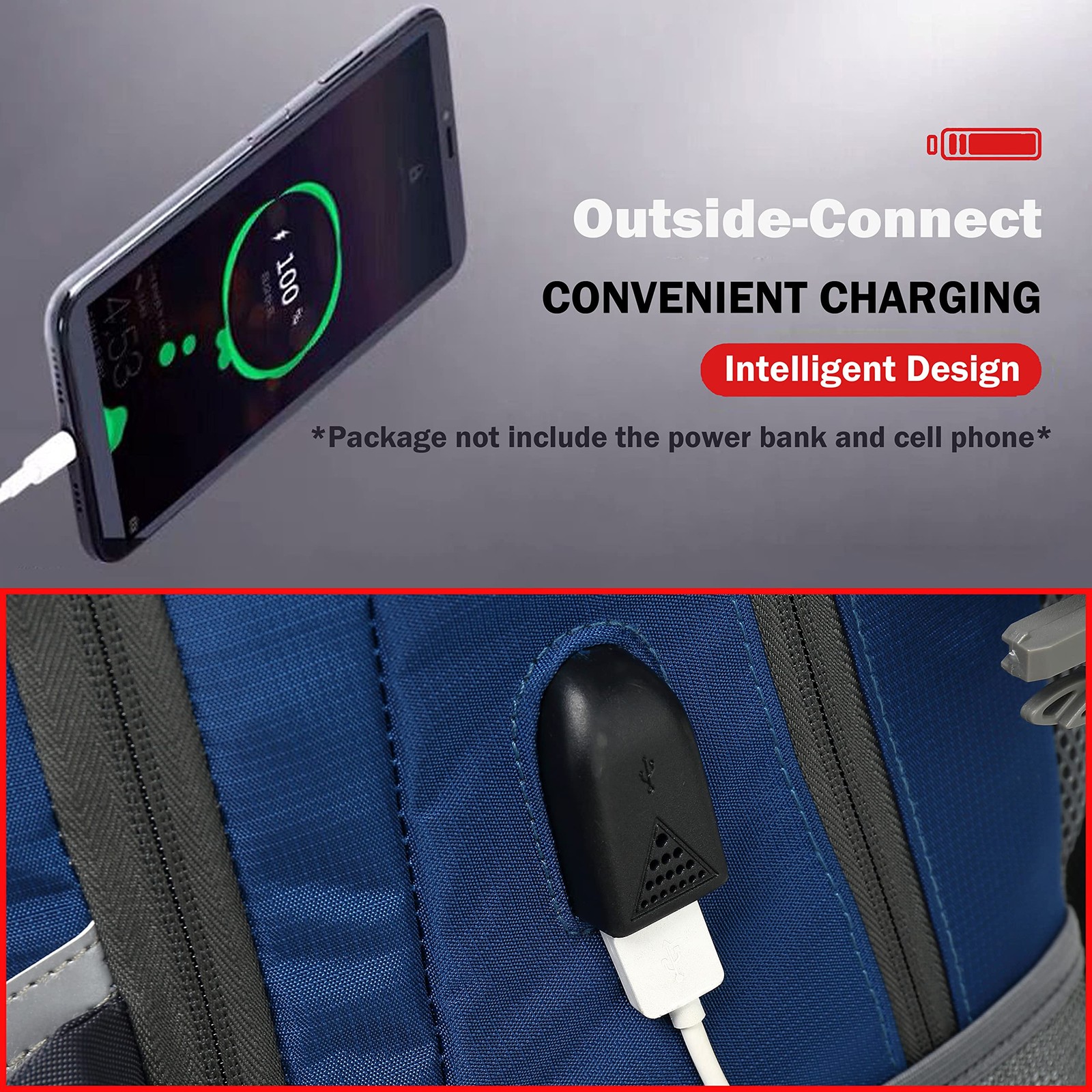 ProEtrade Backpack Laptop Bag College Travel USB Charging Anti Theft Blue