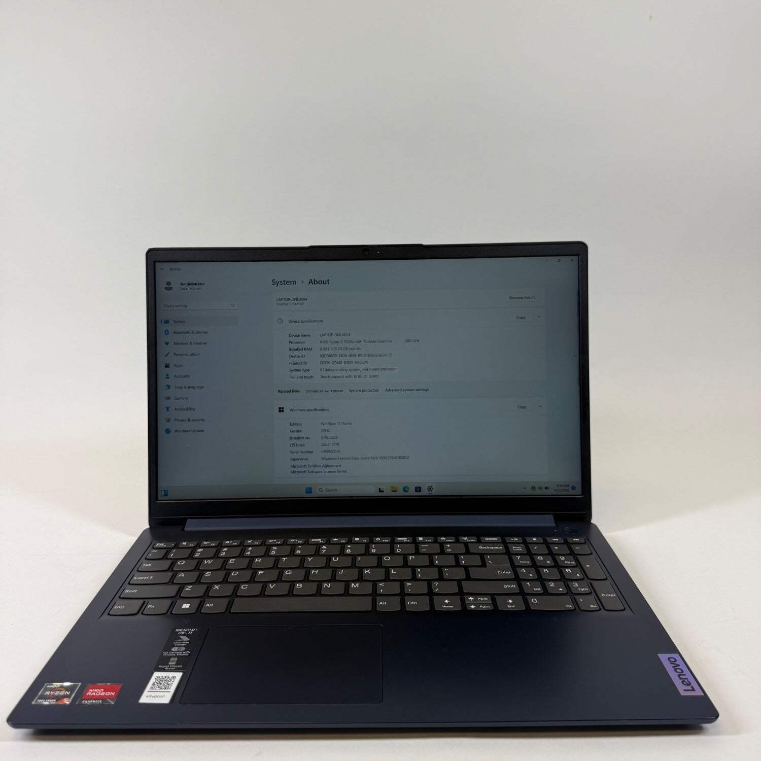 Lenovo IdeaPad 1 15AMN7 15.6″ Ryzen 5 7520U 2.8GHz 8GB RAM 256GB