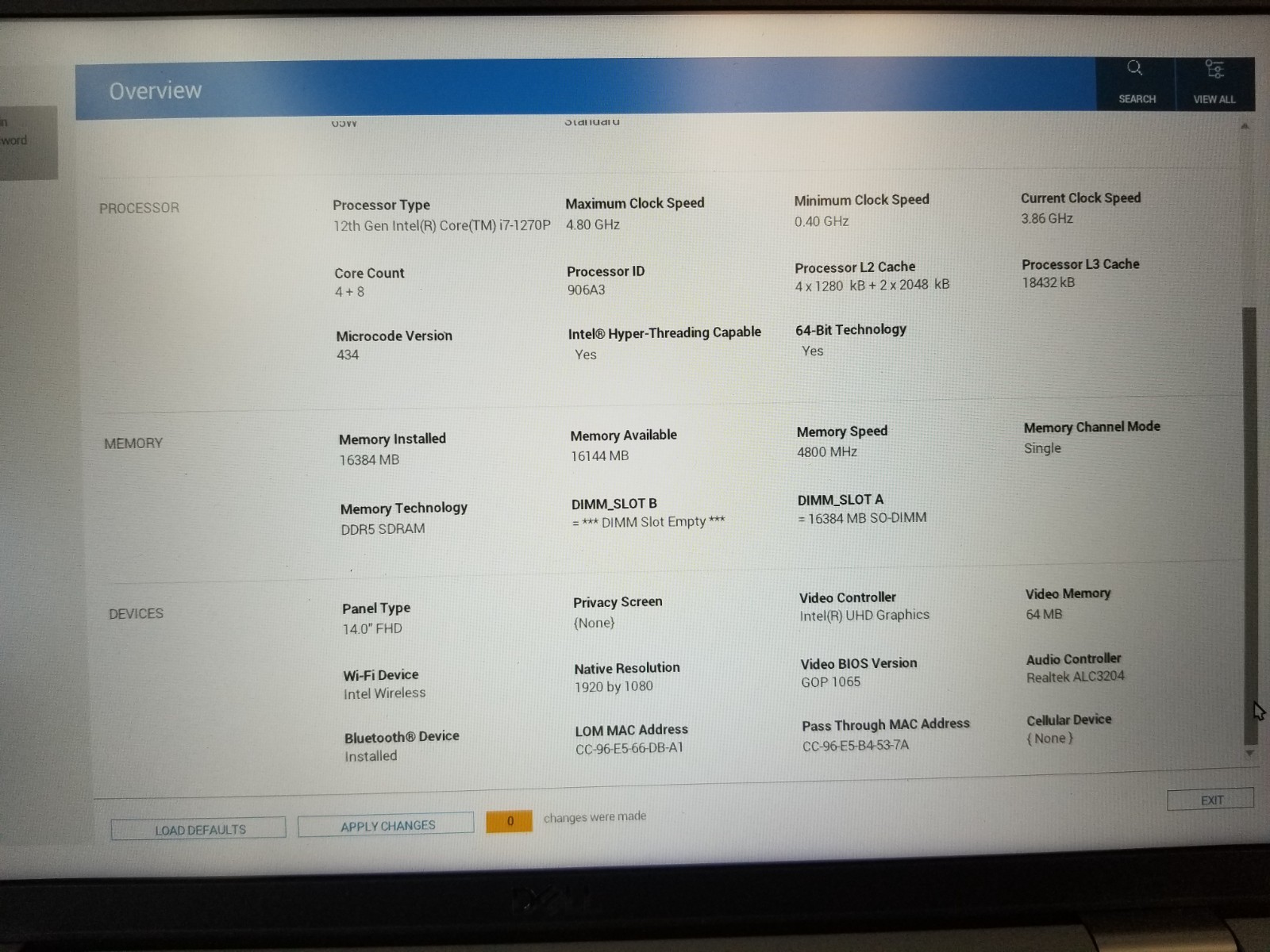 Dell Latitude 5431 14″ Intel i7-1270P 16GB DDR5 NO HDD NO OS/ FREE DELIVERY