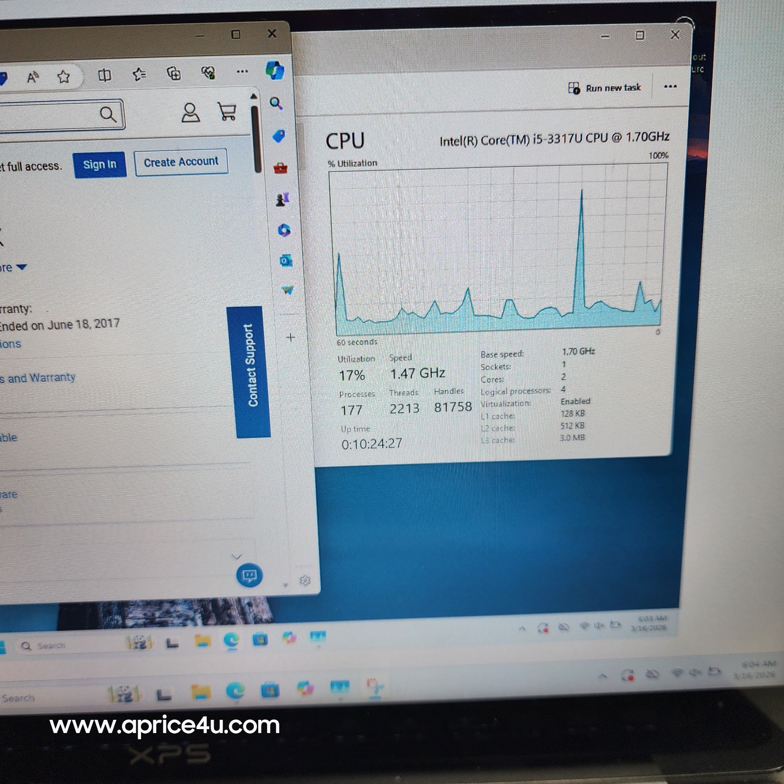 Dell XPS L421X 14″ Laptop Intel Core i5-3317U 1.70GHz NO Memory, NO HDD/OS