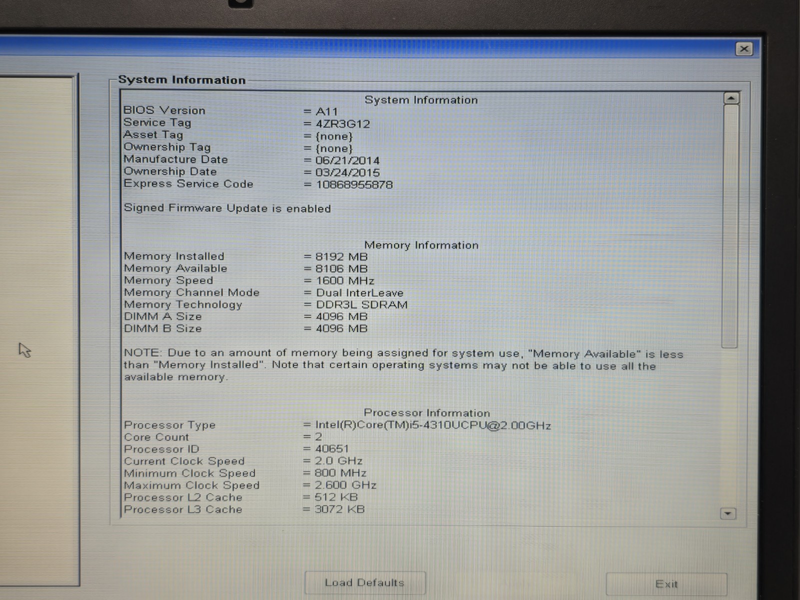 Dell Latitude E5440 Intel Core i5-4310U 2.0GHz 8GB RAM NO HDD/OS Boots Bios #42
