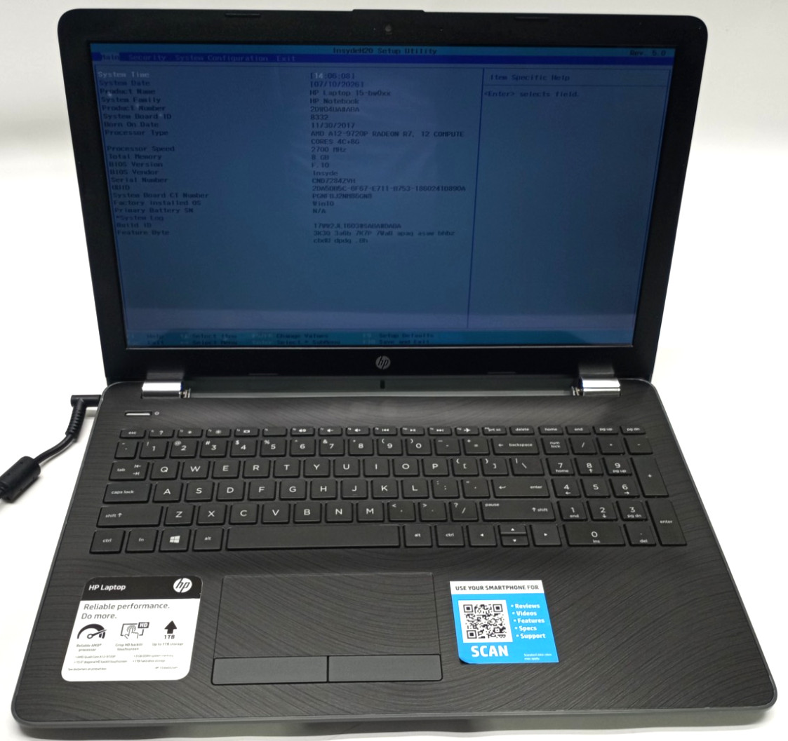 HP Laptop 15-bw0xx TOUCH AMD A12-9720p@2.70 8GB RAM No HDD/OS/Battery MC750