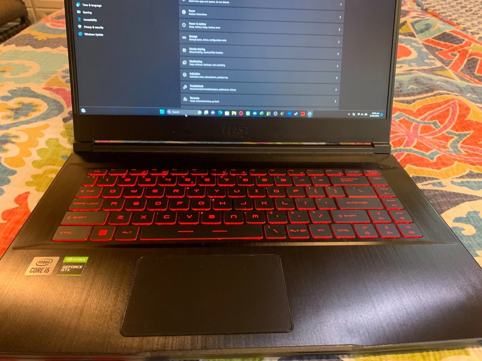 MSI GF63 -LA2 10SCXR-222 15.6” 256GB SSD Intel Core i5 10th Gen 4.50GHz, “AS IS”