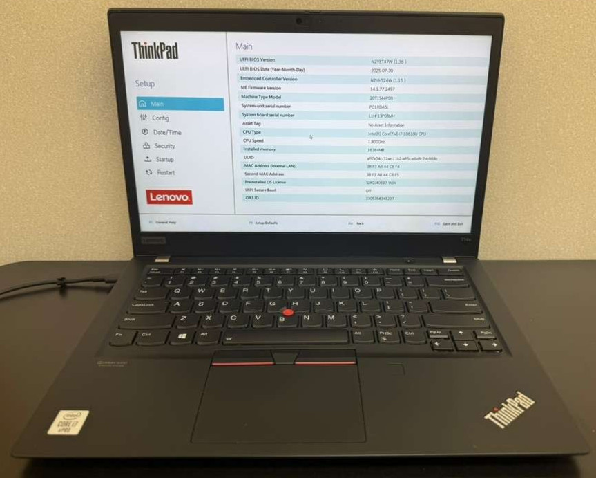 Lenovo ThinkPad T14s Gen 1 14″ i7-10610U 16GB RAM NO SSD