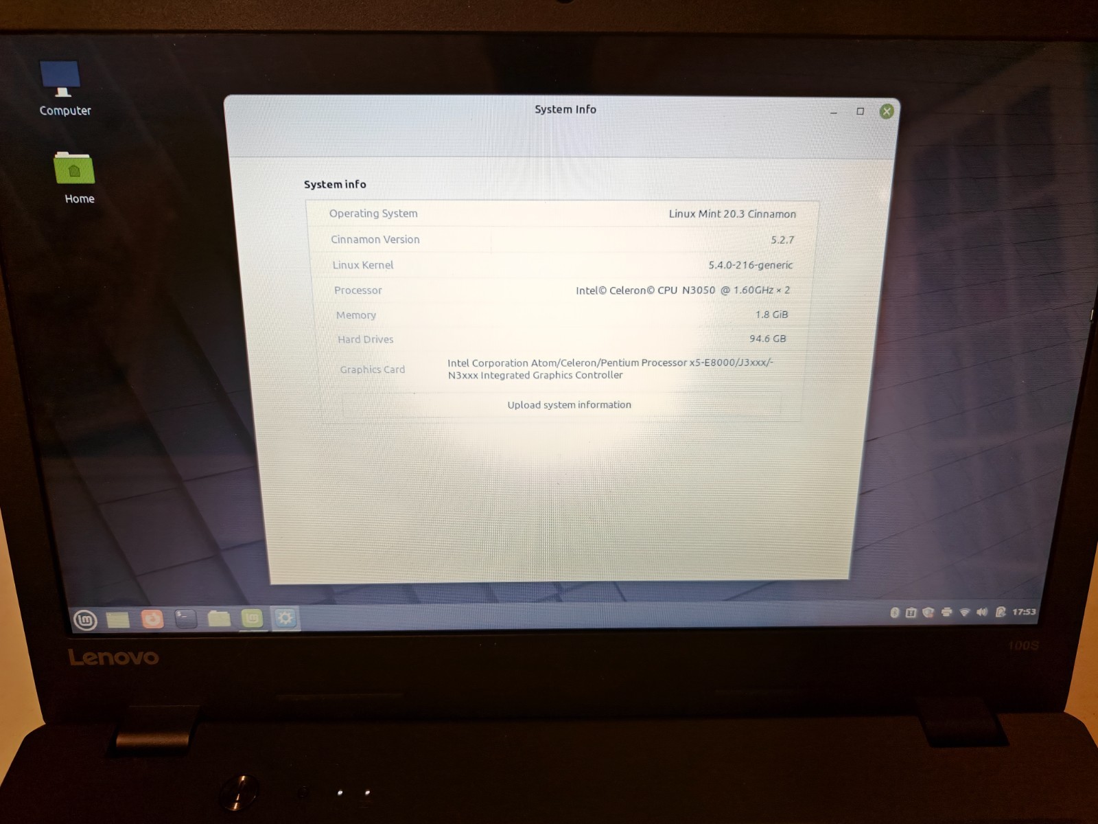 Lenovo IdeaPad 100S-14IBR 14″ Laptop | 2GB 64GB MMC + 32GB SSD | Linux Mint