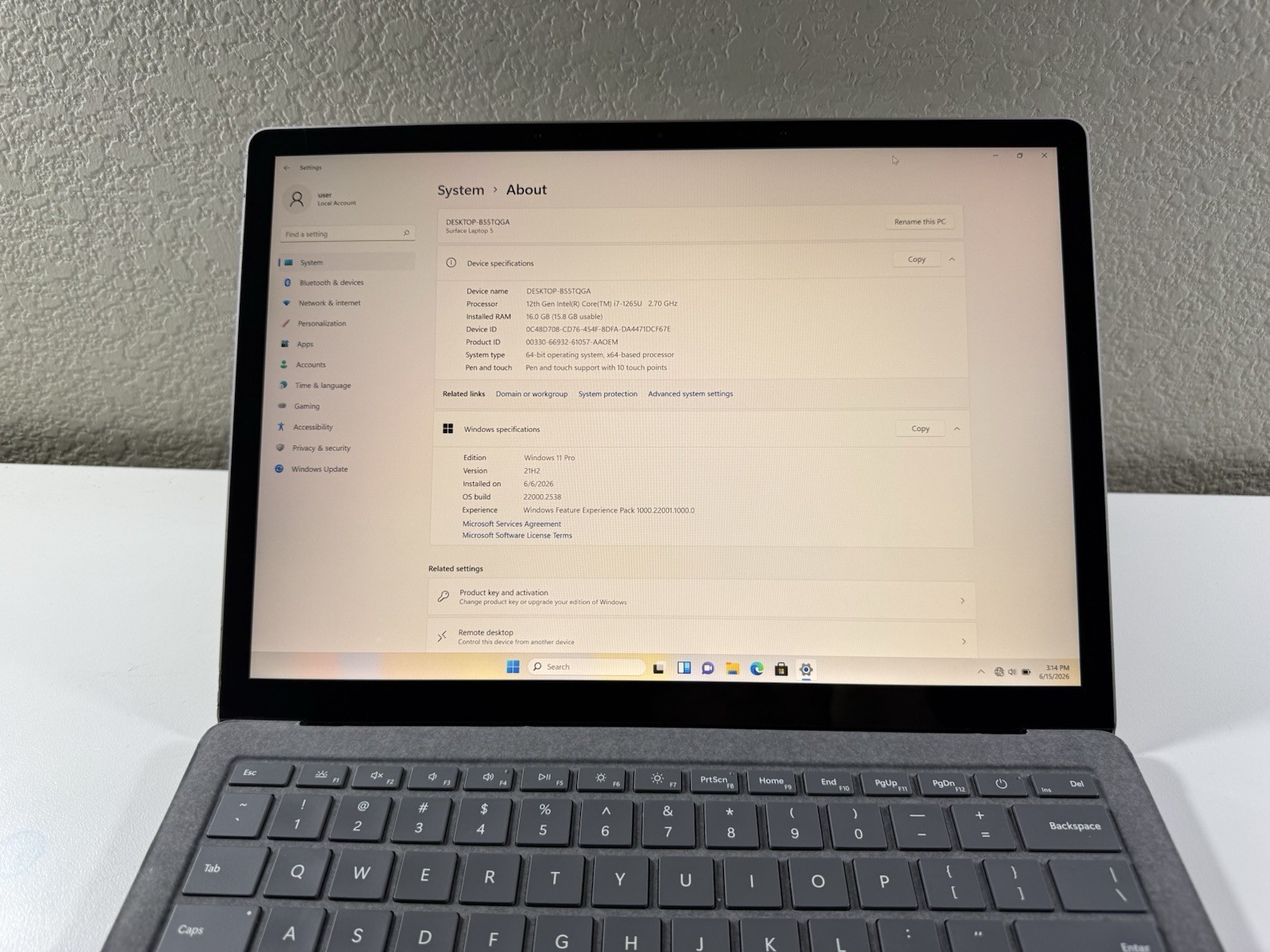 Microsoft Surface Laptop 5 13.5” 1950 Intel Core i7-1265U 16GB RAM 512GB NVME