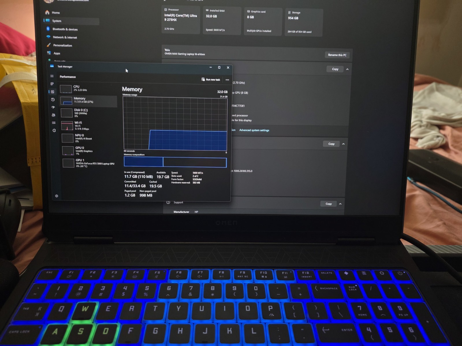 Hp Omen Max 16 16″ Intel Ultra 9 275HX 32GB RAM 1TB SSD RTX 5060 WiFi Gaming