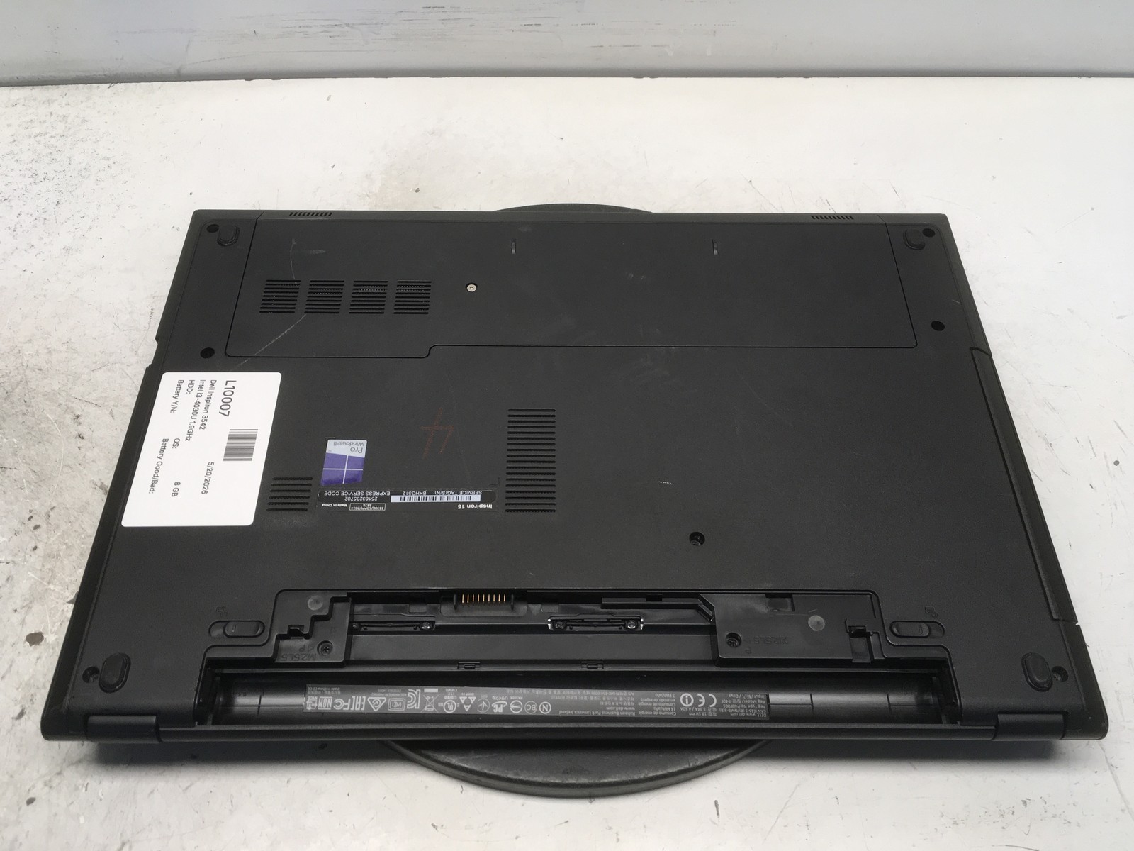 Dell Inspiron 3542 Intel i3-4030U 1.9GHz 8 GB NO HDD No Batt