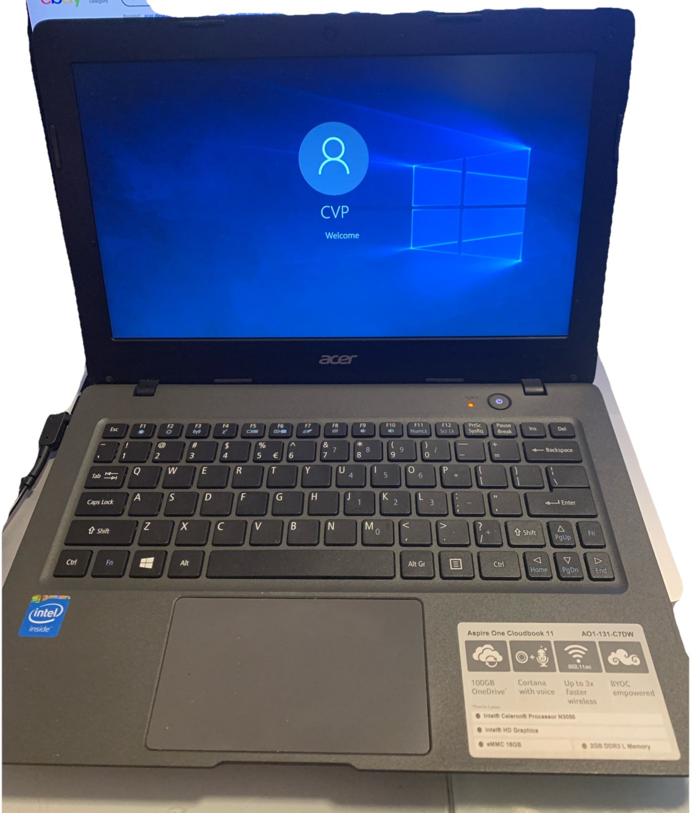 Acer Aspire One Cloudbook 11 11.6″ Intel Celeron Windows 10 with protective case