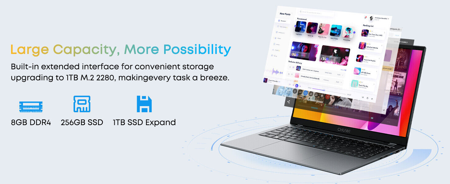 CHUWI 15.6in HeroBook Plus Laptop Windows 11 PC Intel Celereon N4020 8G 256G