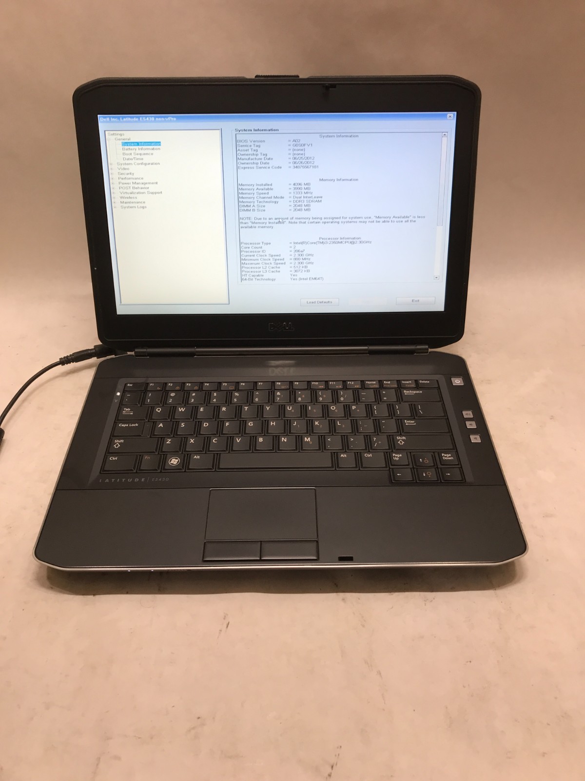 Dell Latitude E5430 14″ Intel Core i3 4GB RAM NO HDD/OS Boots to BIOS READ! – DW