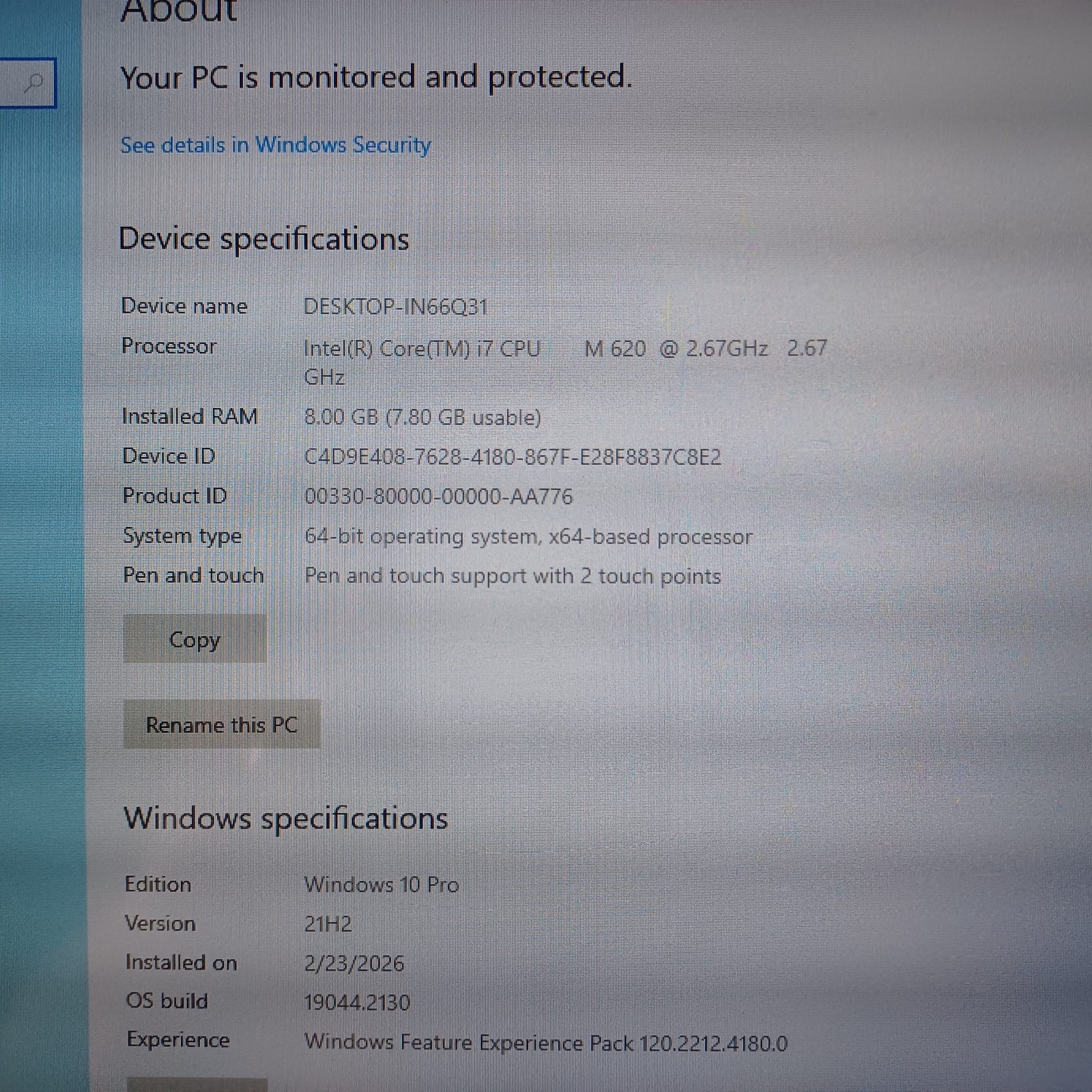 Fujitsu Lifebook T900 Intel Core i7 CPU M 620 2.67GHz 8GB RAM 231 GB HDD DVD RW