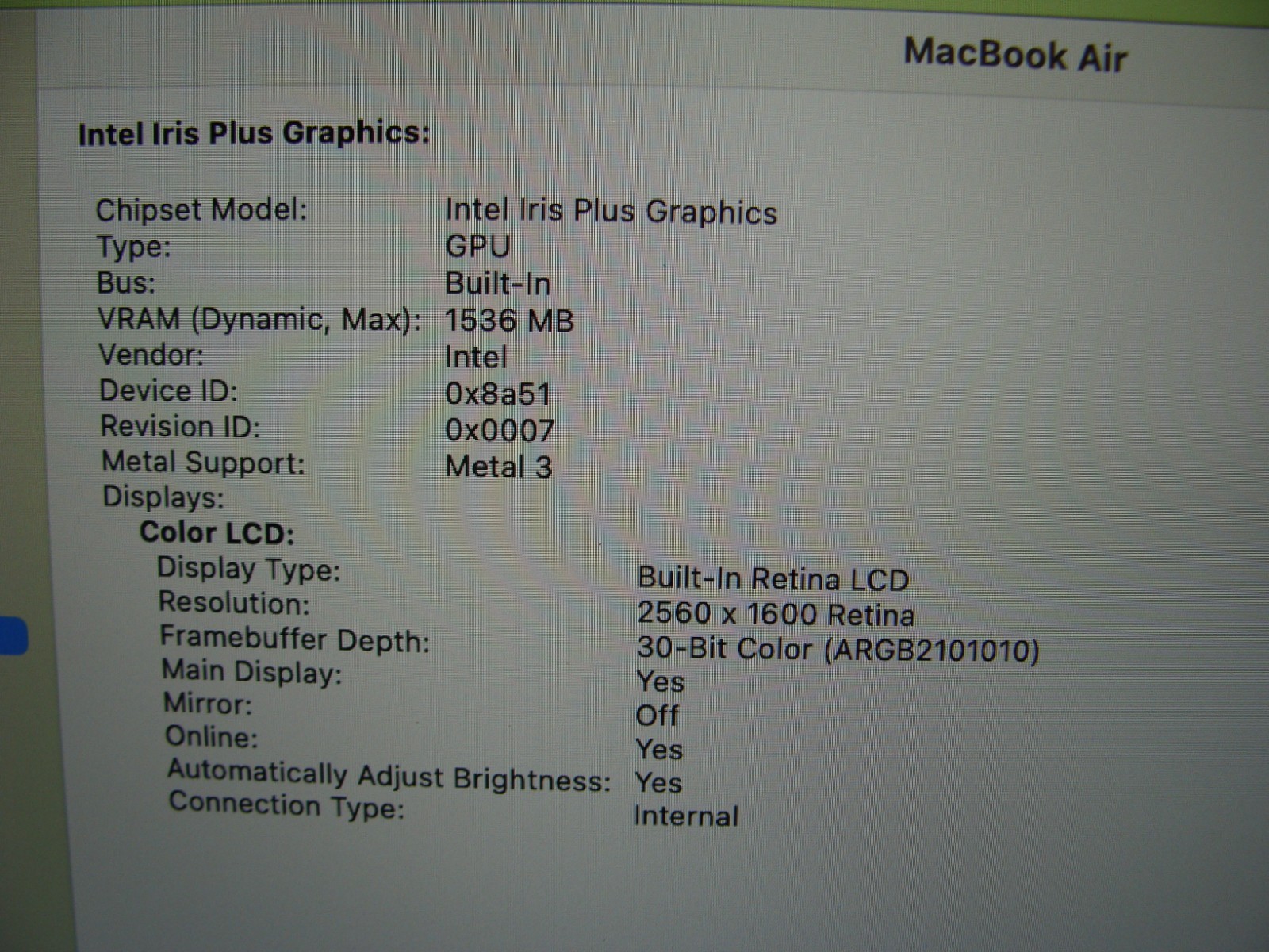 Apple MacBook Air 13″ A2179 2020 i5-1030NG7 1.1GHz 16GB 512GB OS Sonoma MVH2LL/A
