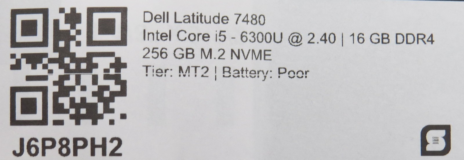 Dell Latitude 7480 i5-6300U @ 2.4Ghz 16GB DDR4 256GB m2 NVME 14″ No OS/AC