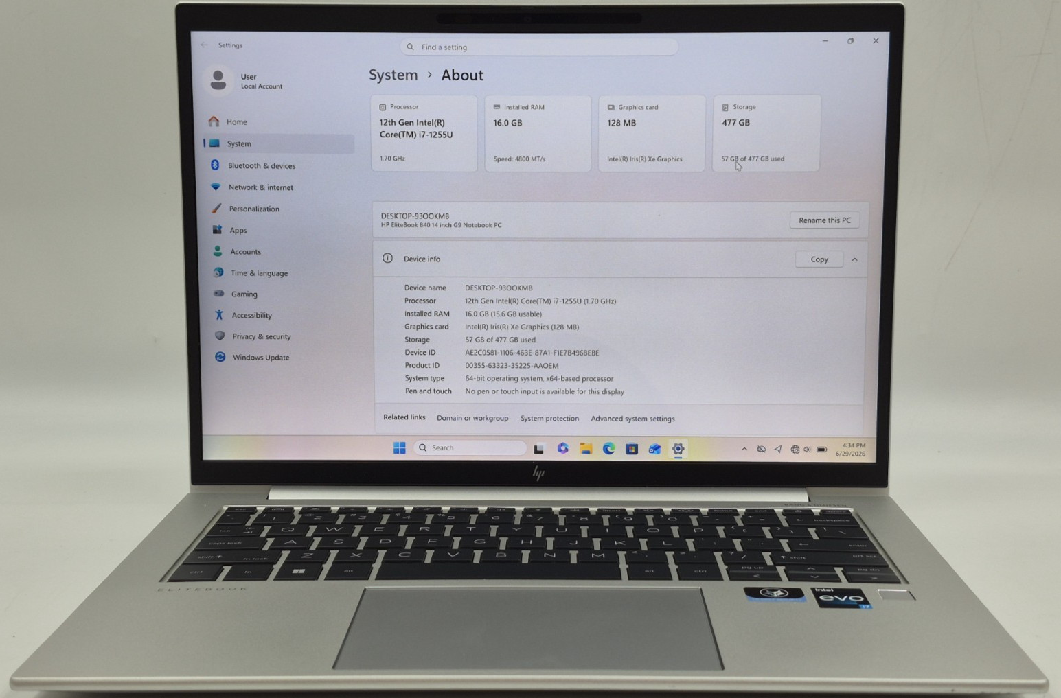 HP EliteBook 840 G9 Laptop i5-1245U 1.60GHz 16GB RAM 512GB NVMe SSD Win 11 Pro