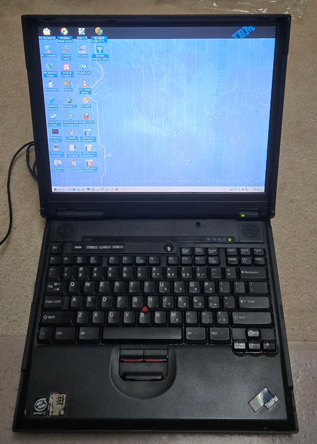 IBM ThinkPad A21m Laptop Win 95 & Win2000 Dual Boot, Serial Port, Works Great