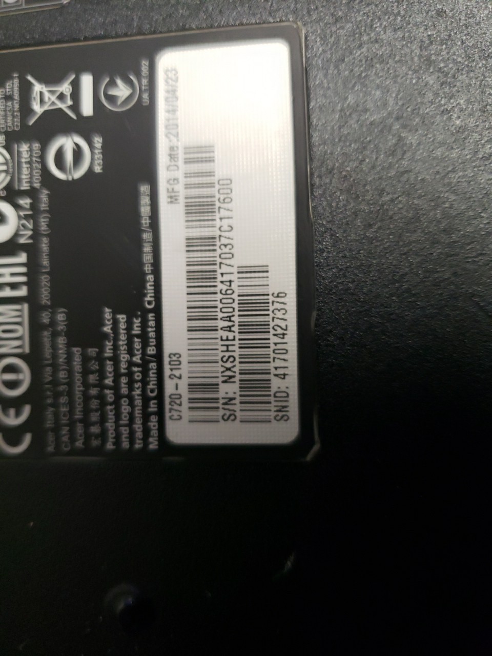 Acer Chromebook C720 16gb hard drive no charger free ship