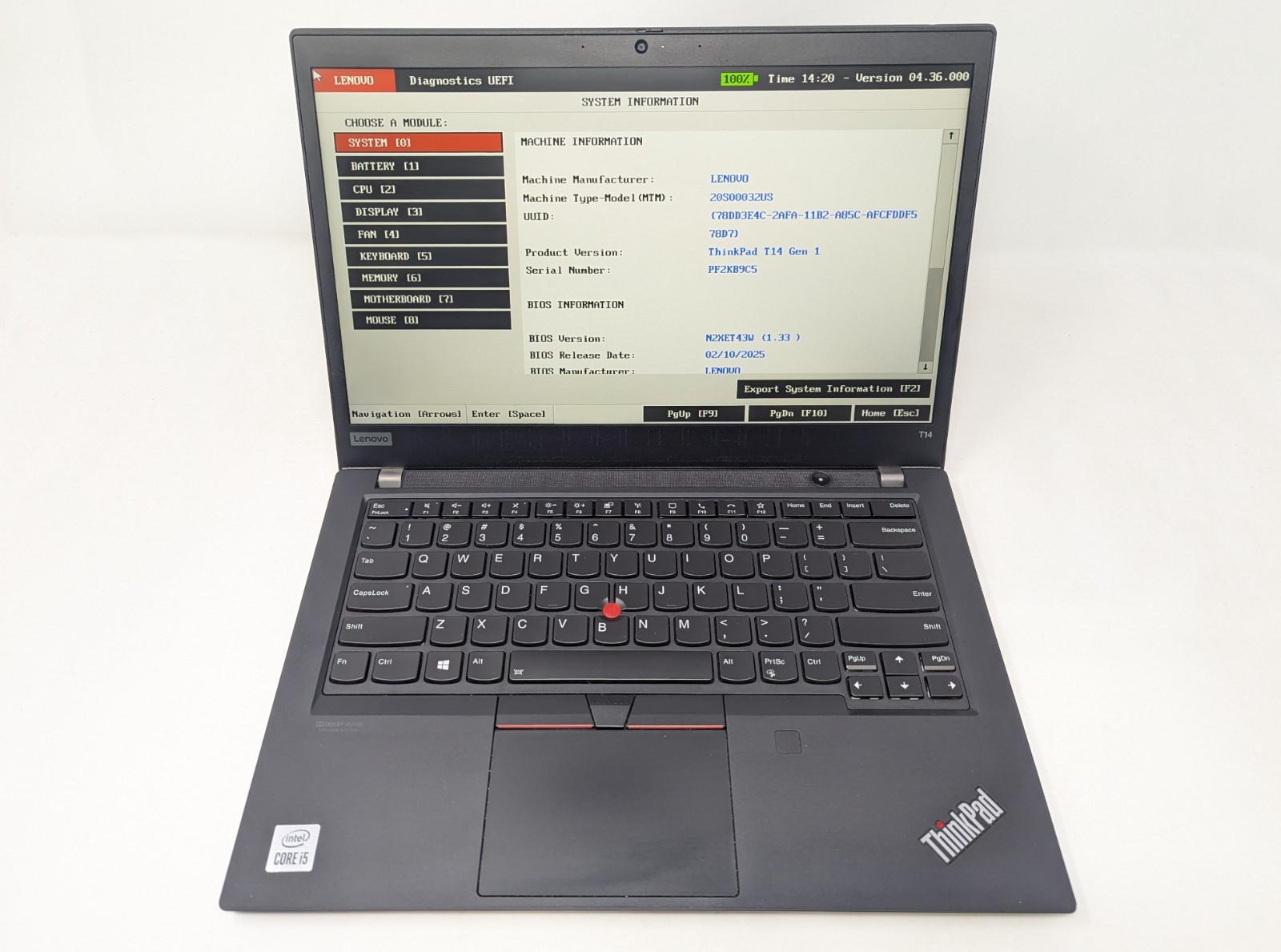Lenovo ThinkPad T14 Gen 1 – 14″ Intel Core i5-10210U 1.6GHz 8GB RAM No OS/AC/SSD