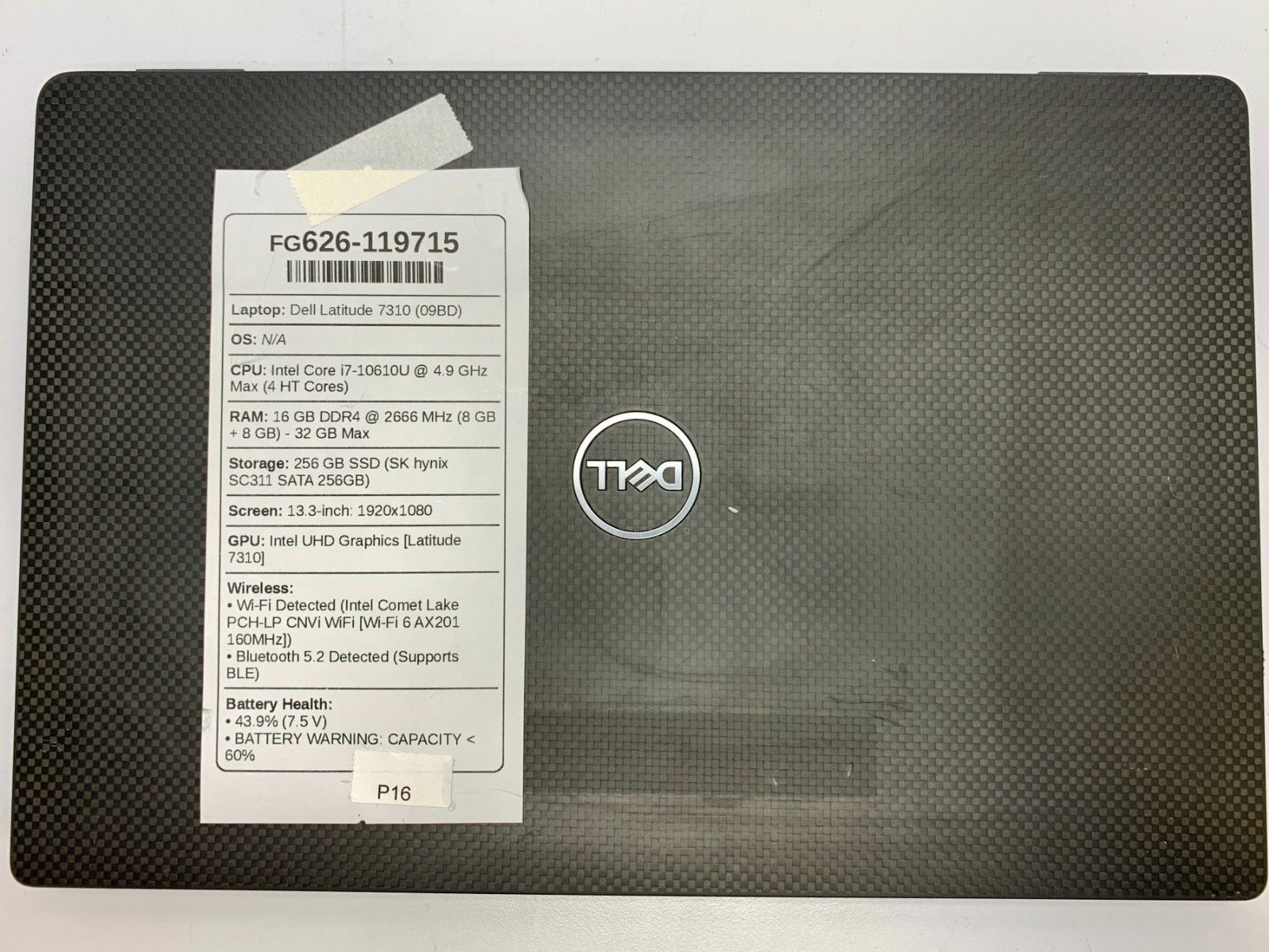 Dell Latitude 7310 | i7-10610U | 16GB RAM | 256GB SSD | NO OS | READ