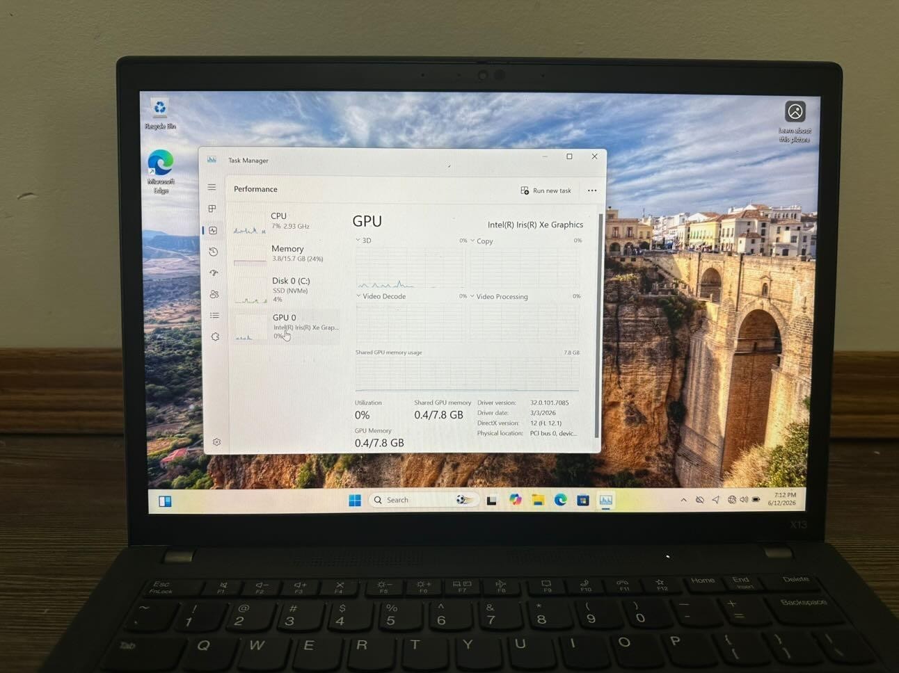 X13 Gen 3 i5-1245U 256GB SSD 16GB RAM Win11Pro WITH CHARGER