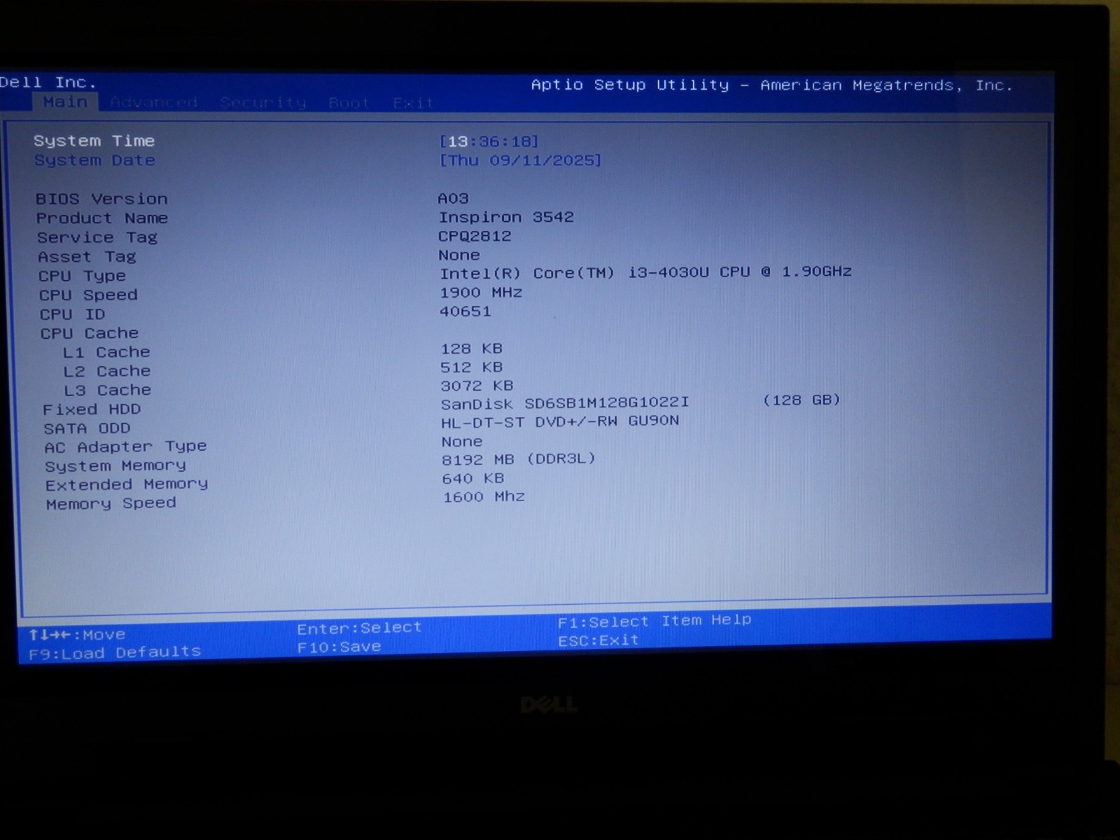 Dell Inspiron 15 3542 – Intel i3-4030U, 4GB Ram 128GB SSD, 15.6″ Touch Screen