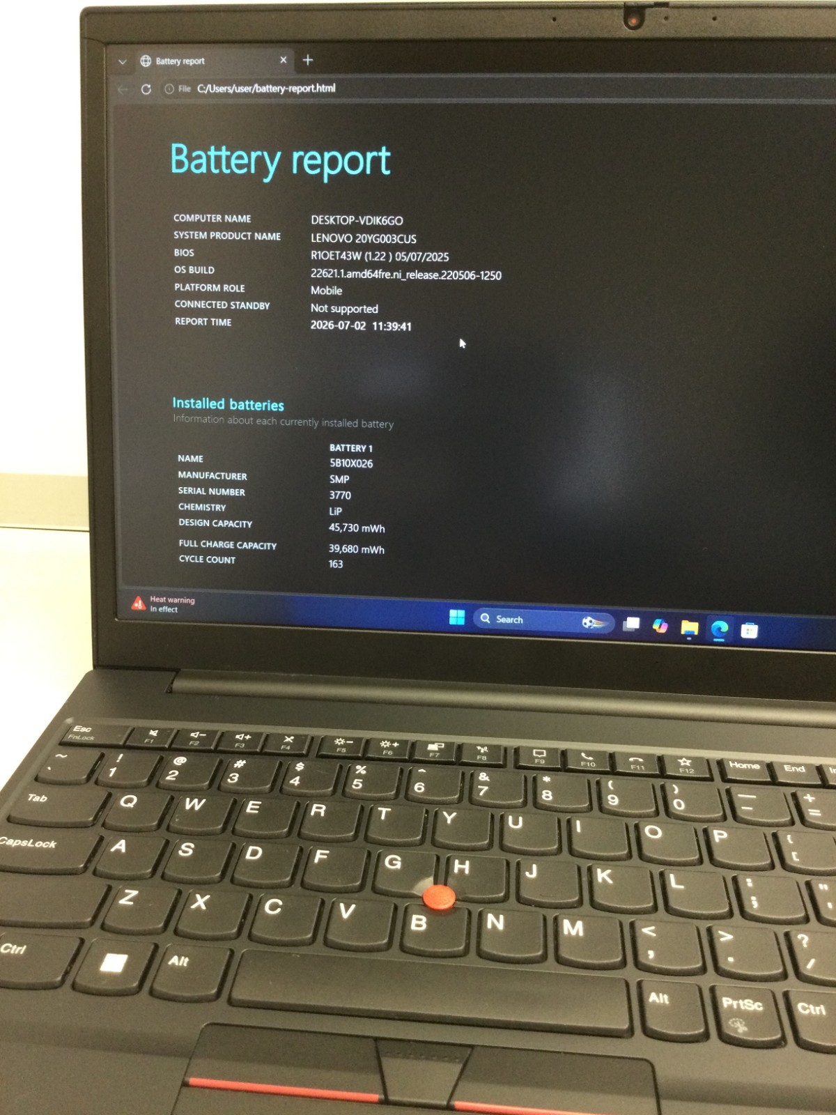 LENOVO ThinkPad E15 Gen 3 AMD Ryzen 7 5700U 16GB 256SSD WIN 11 PRO