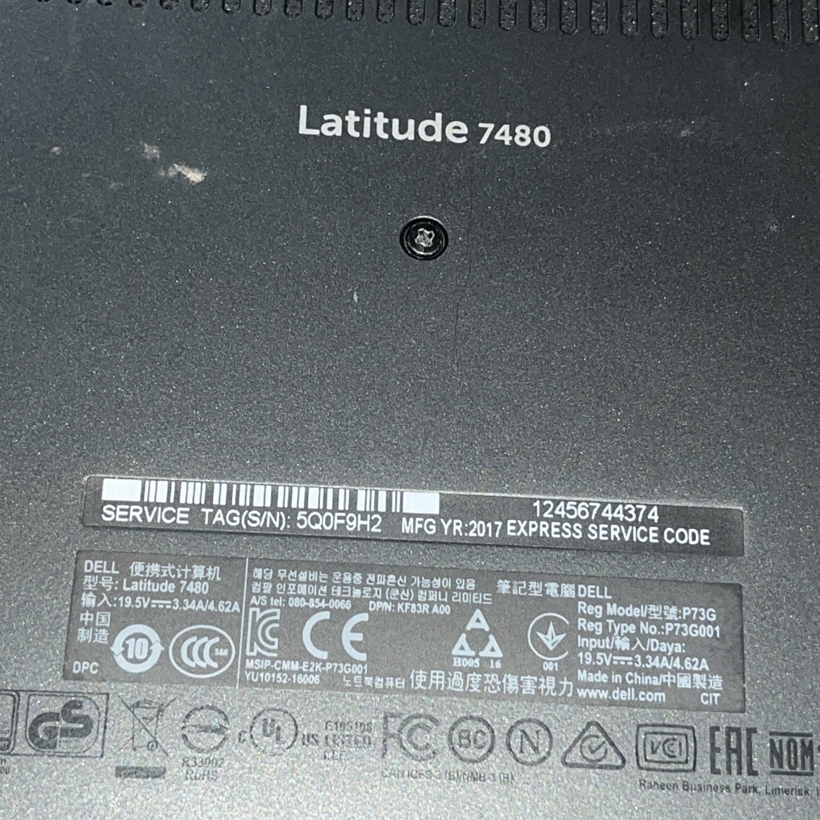DELL LATITUDE 7480 INTEL CORE I7-7600U 8GB RAM NO HD ‘