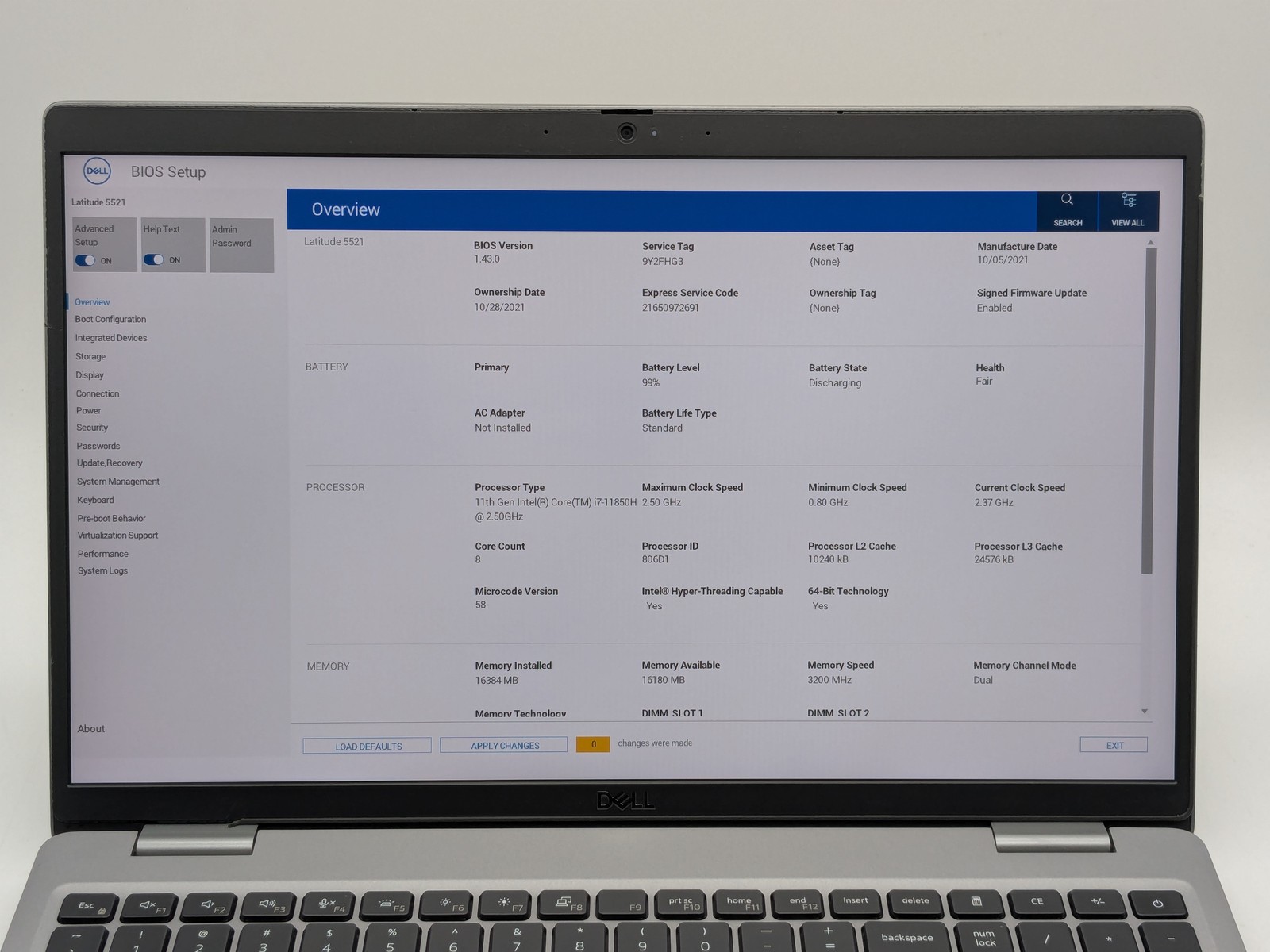 Dell Latitude 5521 15.6″ FHD i7-11850H 16GB 512GB NVMe SSD Win 11 Pro Webcam