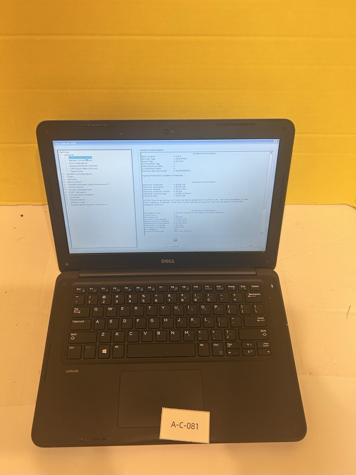 Dell Latitude 3380 Laptop i5-7200 8GB R Boots to BIOS BIOS Unlocked GRADE B