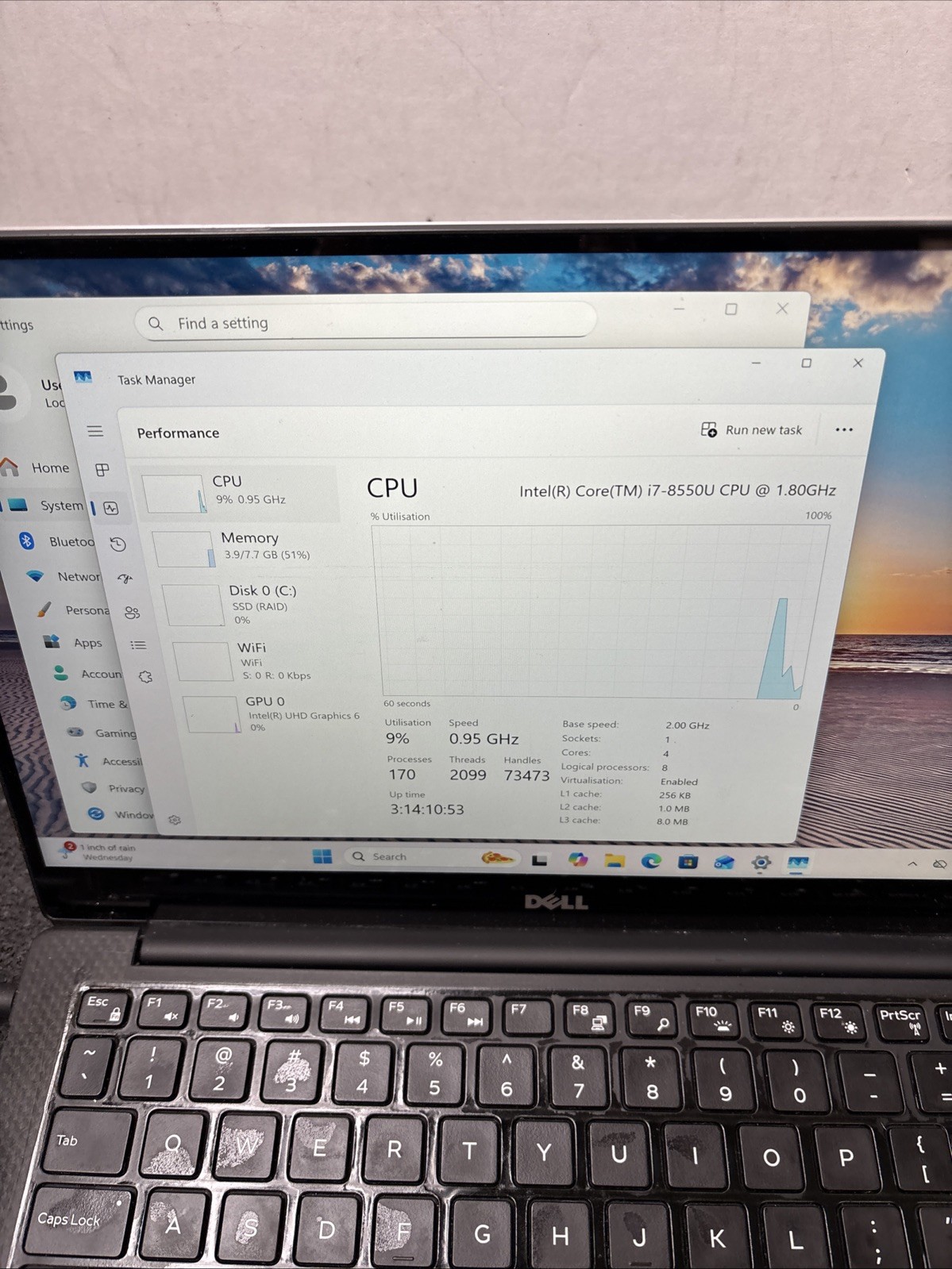 Dell XPS 13 9360 1.8GHz i7-8550U 8th Gen 8GB RAM 256GB SSD + Win 11 Pro * READ*