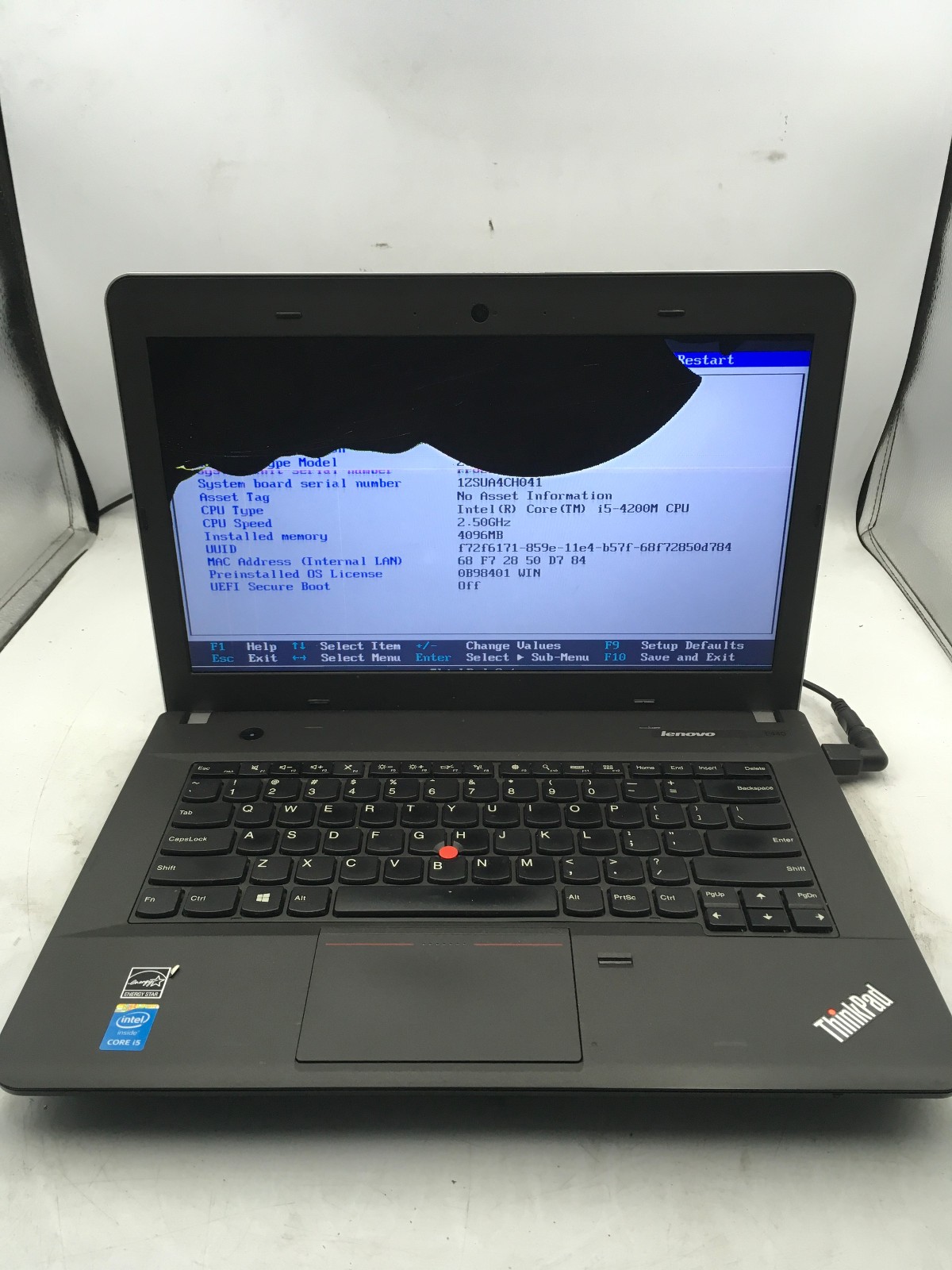 LENOVO THINKPAD E440 – BOOTS TO BIOS/BAD LCD – INTEL I5 4200M – NO RAM -READ-BB