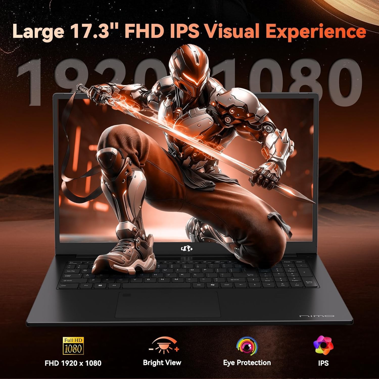 NIMO Gaming Laptop 17.3″FHD IPS AMD R7 7735HS Up to 4.75 GHz 16GB DDR5 RAM 256GB