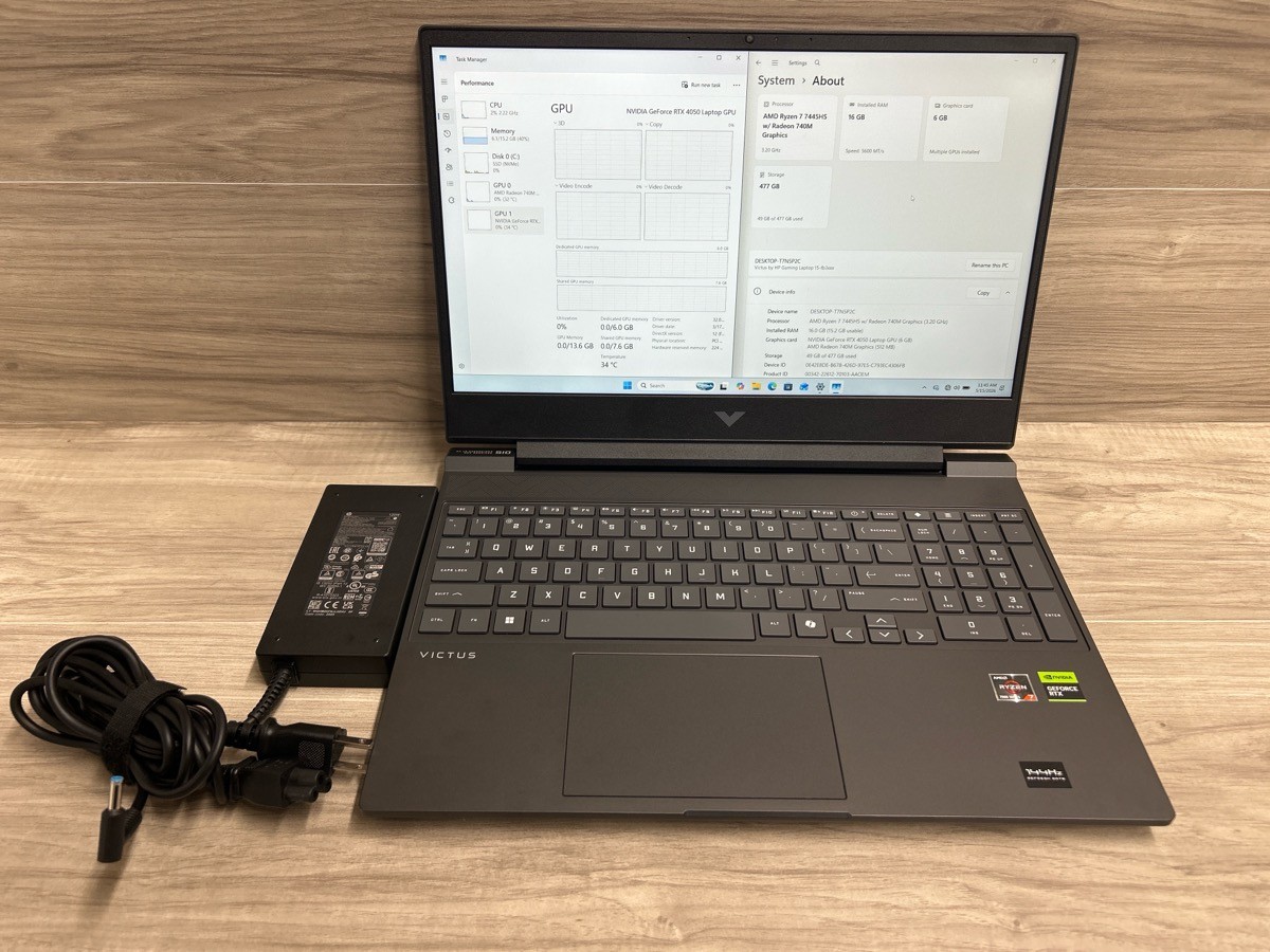 HP Victus 15-FB3093DX Gaming Laptop Ryzen 7 RTX 4050 512GB (PO1024509)