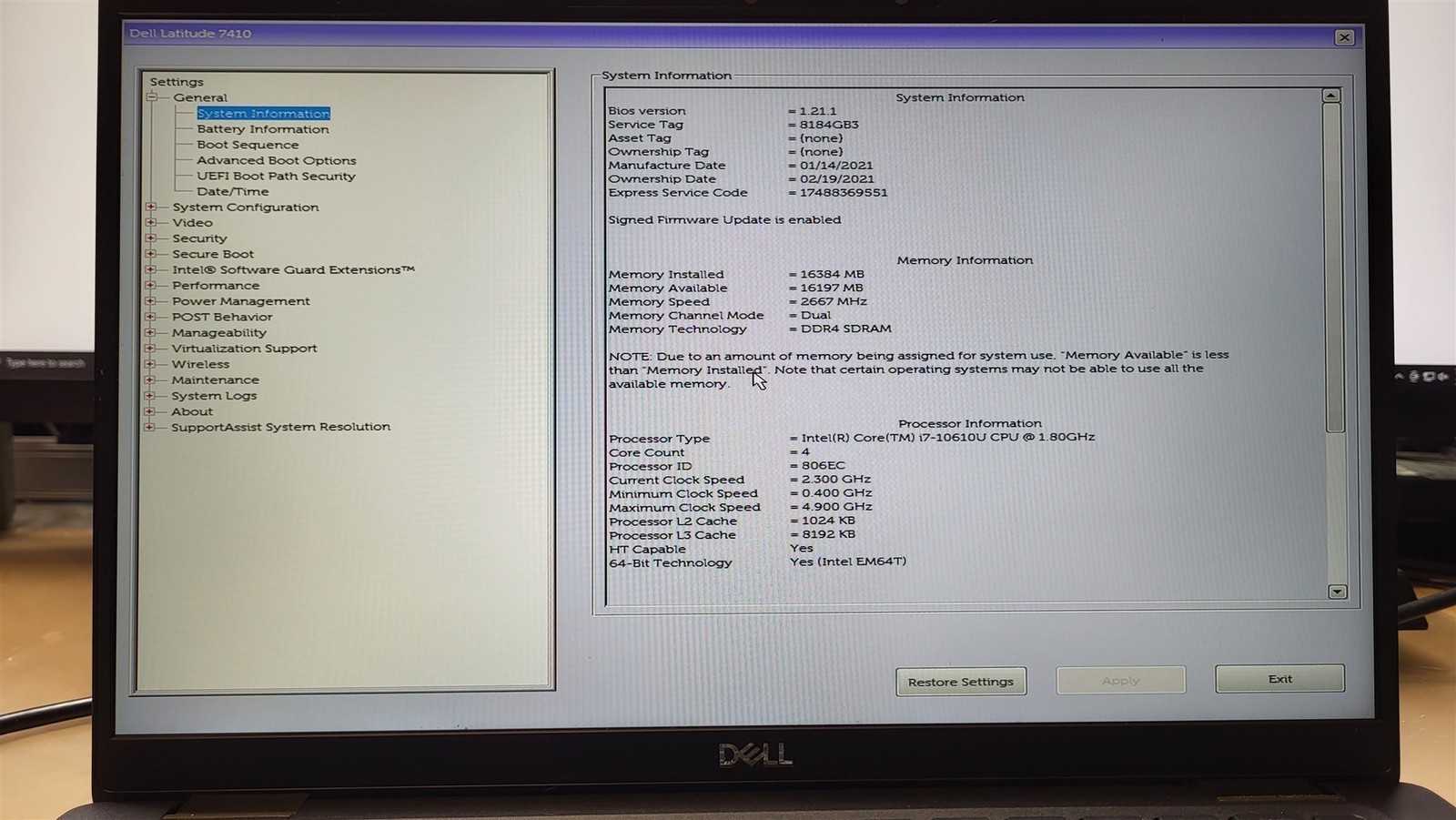 Bad Keyboard Dell Latitude 7410 Laptop Intel i7-10610U 1.8GHz 16GB 256GB