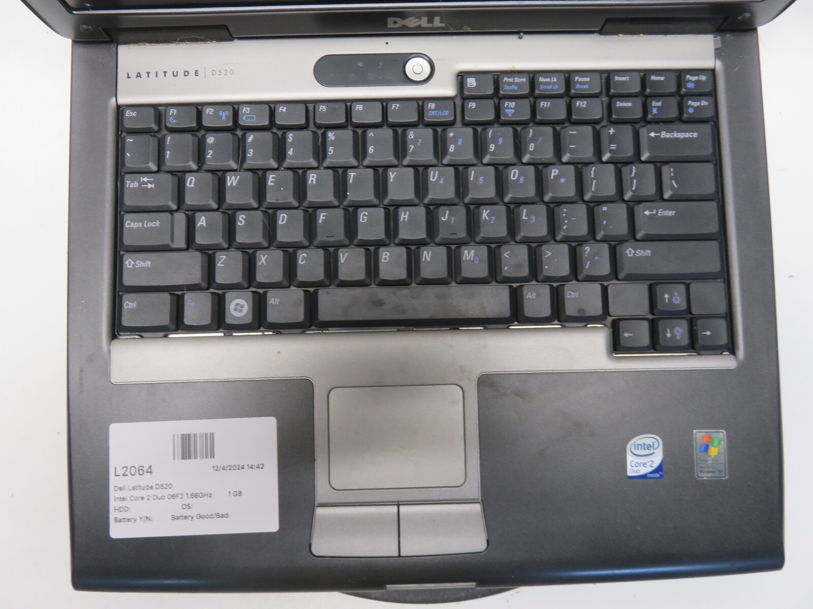 Dell Latitude D520 Intel Core 2 Duo 06F2 1.66GHz 1 GB 80 GB WIN XP No Batt