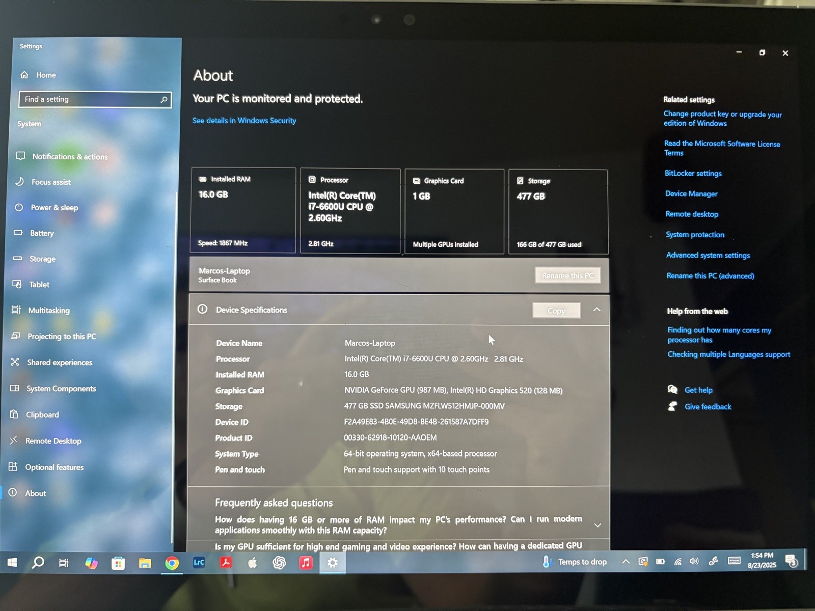 Microsoft Surface Book 13.5 inch (512GB, Intel i7-6600U, 2.6GHz, 16GB)…