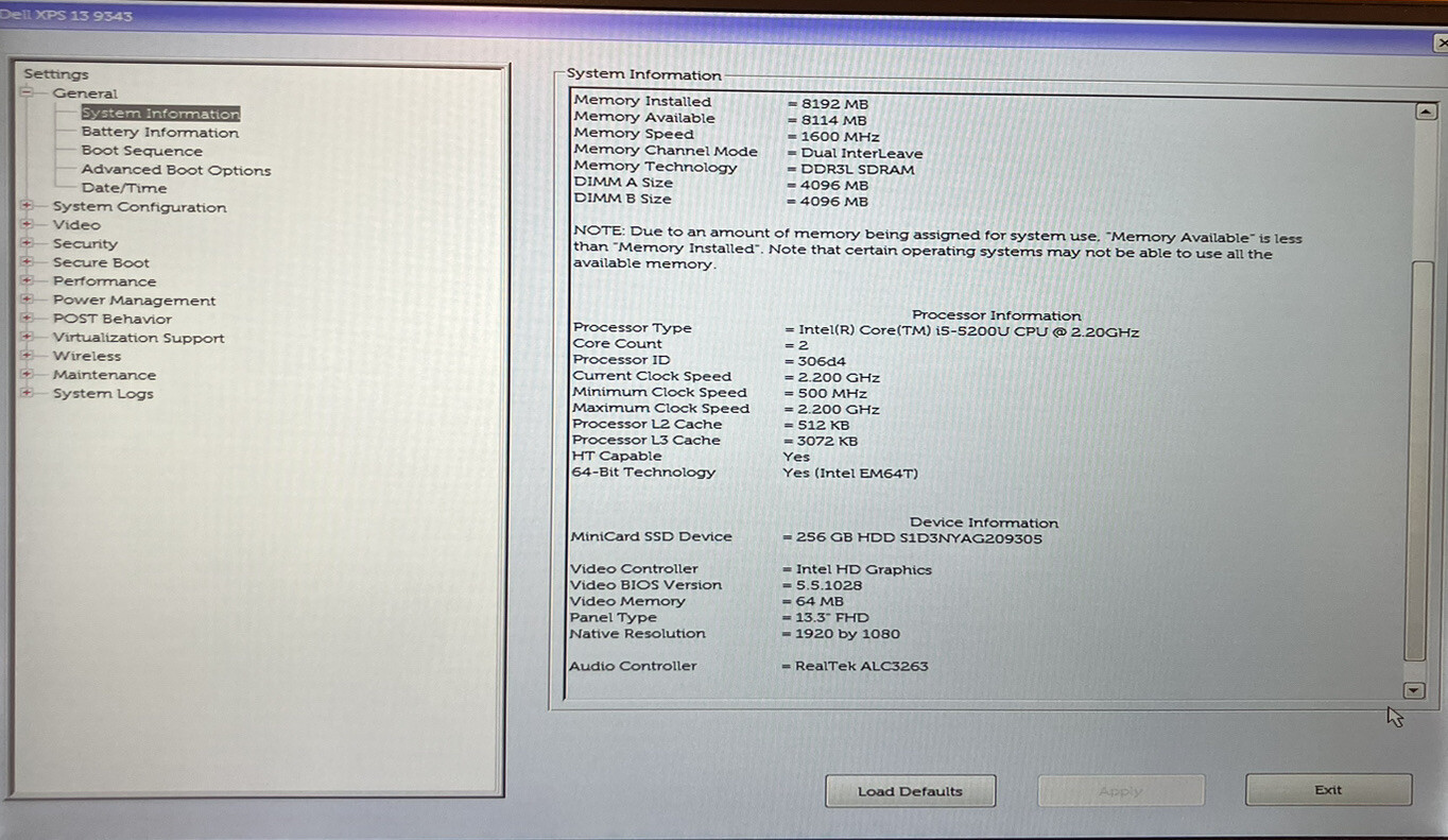 DELL XPS 13 9343 13″ i5-5200u 2.2GHz 8GB RAM 256GB SSD